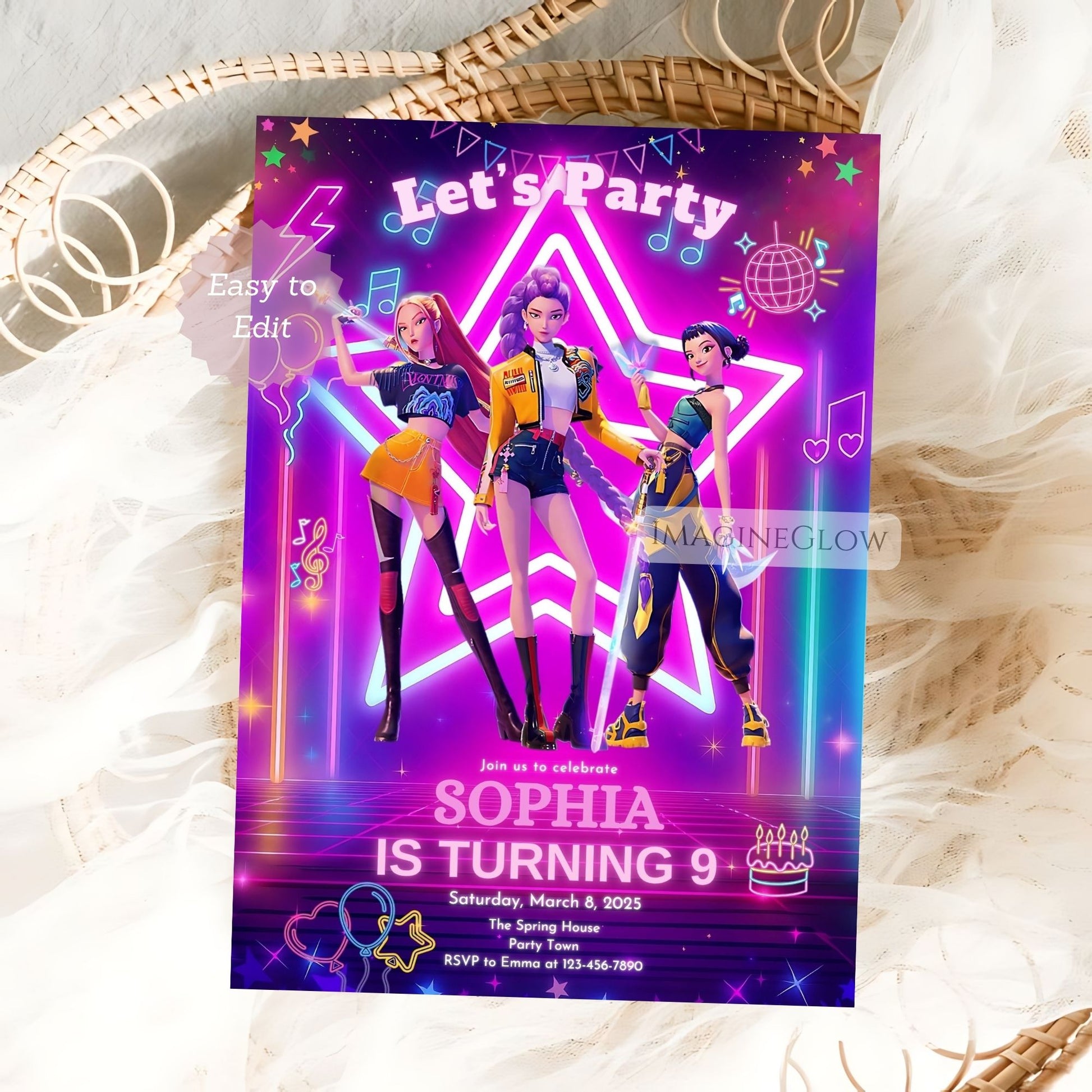 anime kpop themed invitation