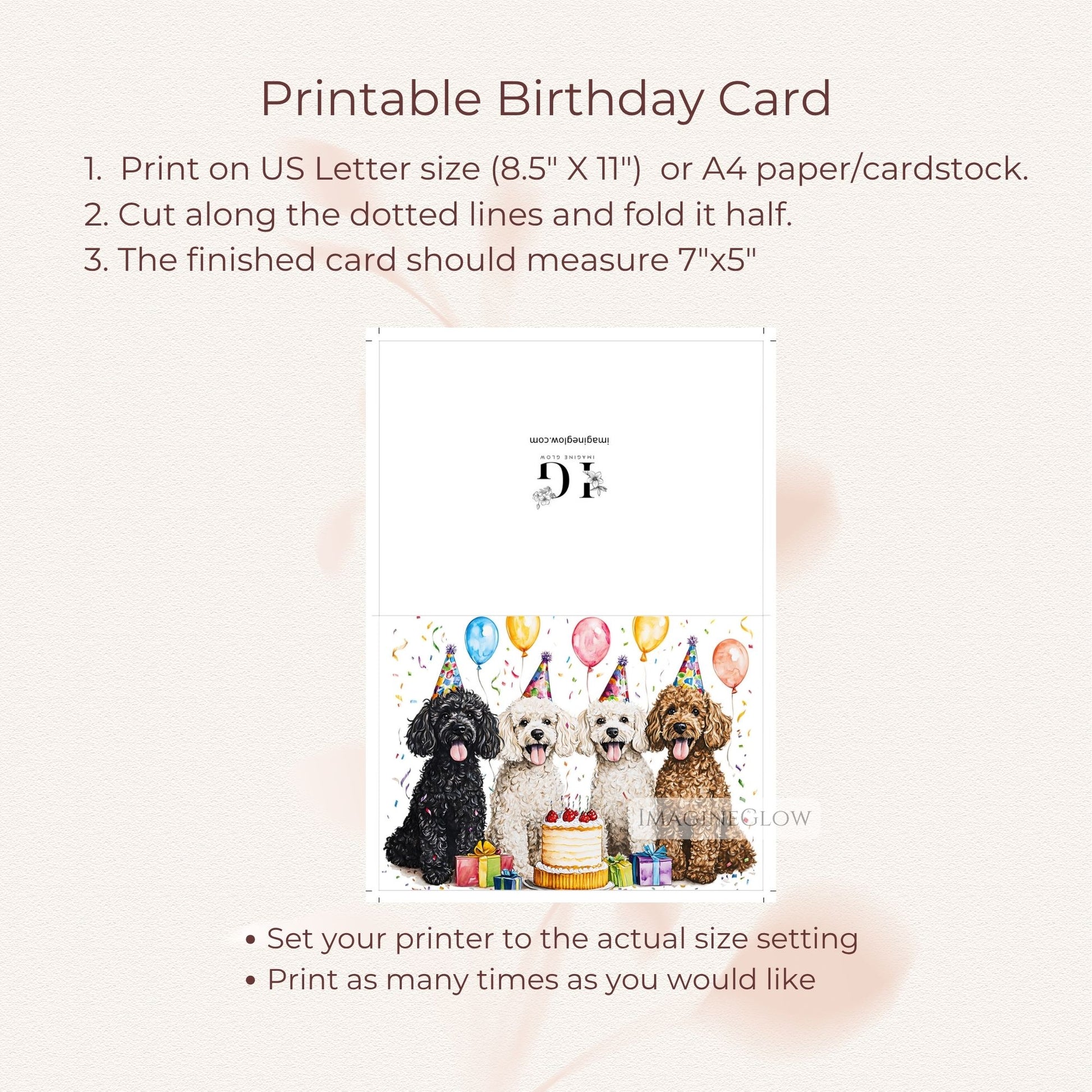 poodle puppy birthday greeting card
digital poodle dog birthday card