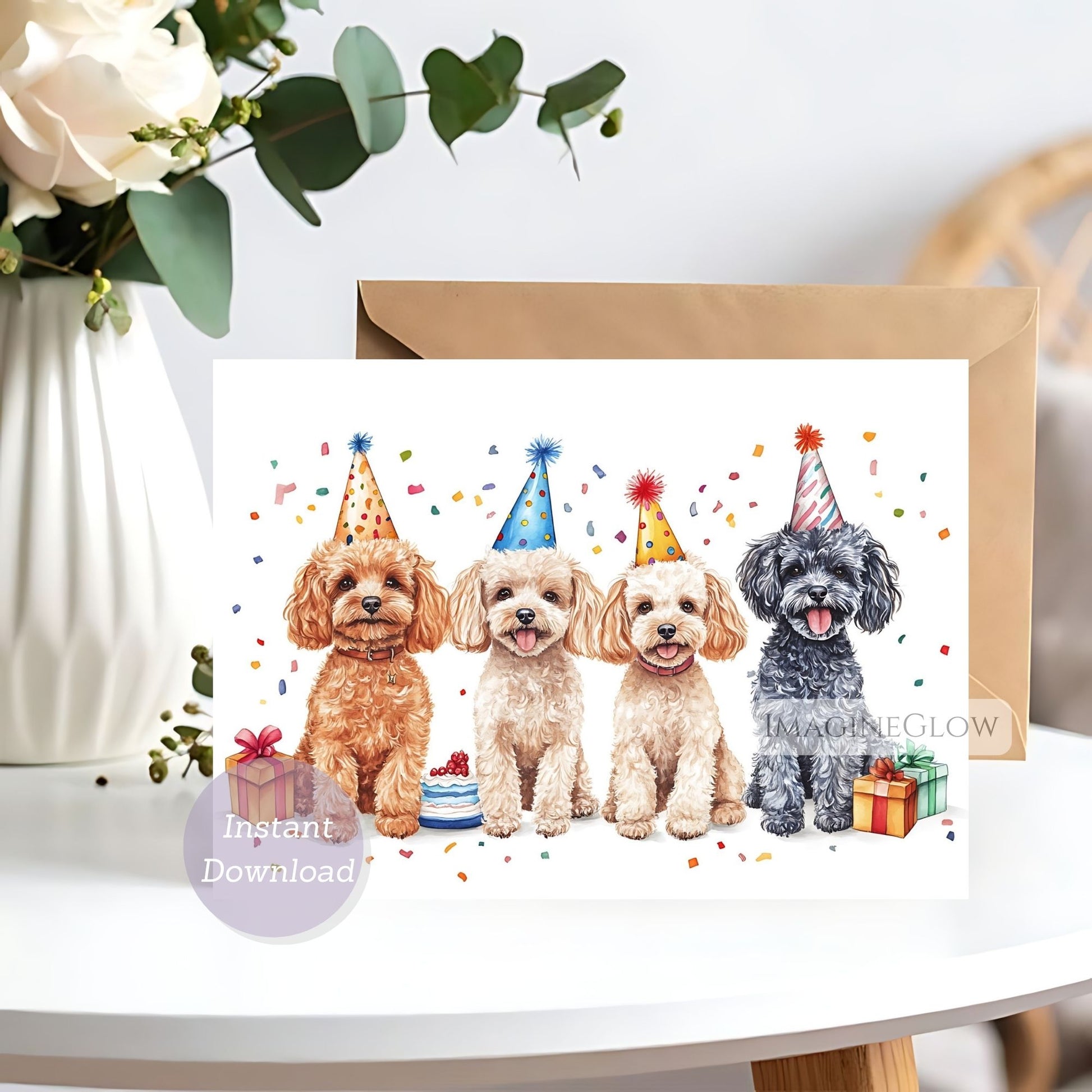 folded dog birthday card
fun Poodle dog card
Poodle birthday card for adults