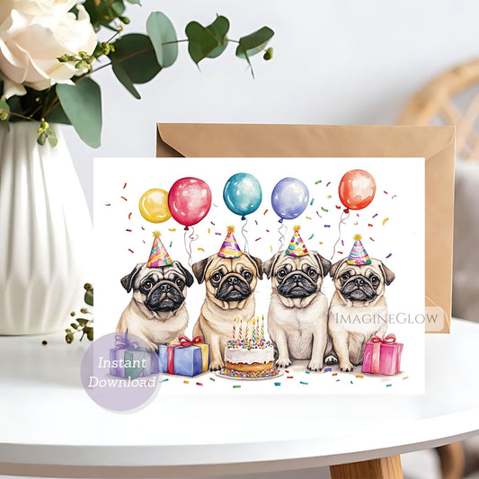 birthday card with Pug