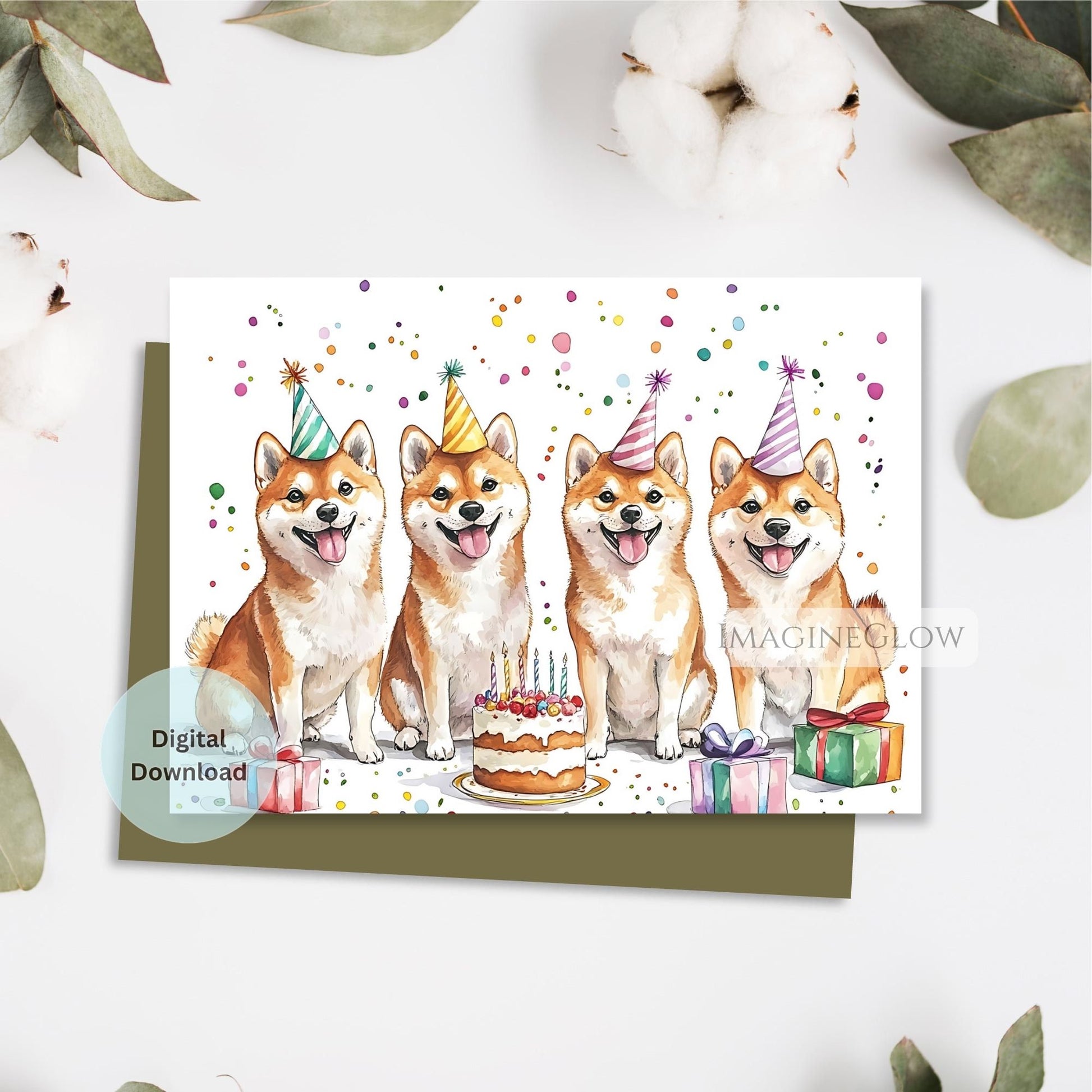 digital shiba inu birthday greeting
cute dog birthday card