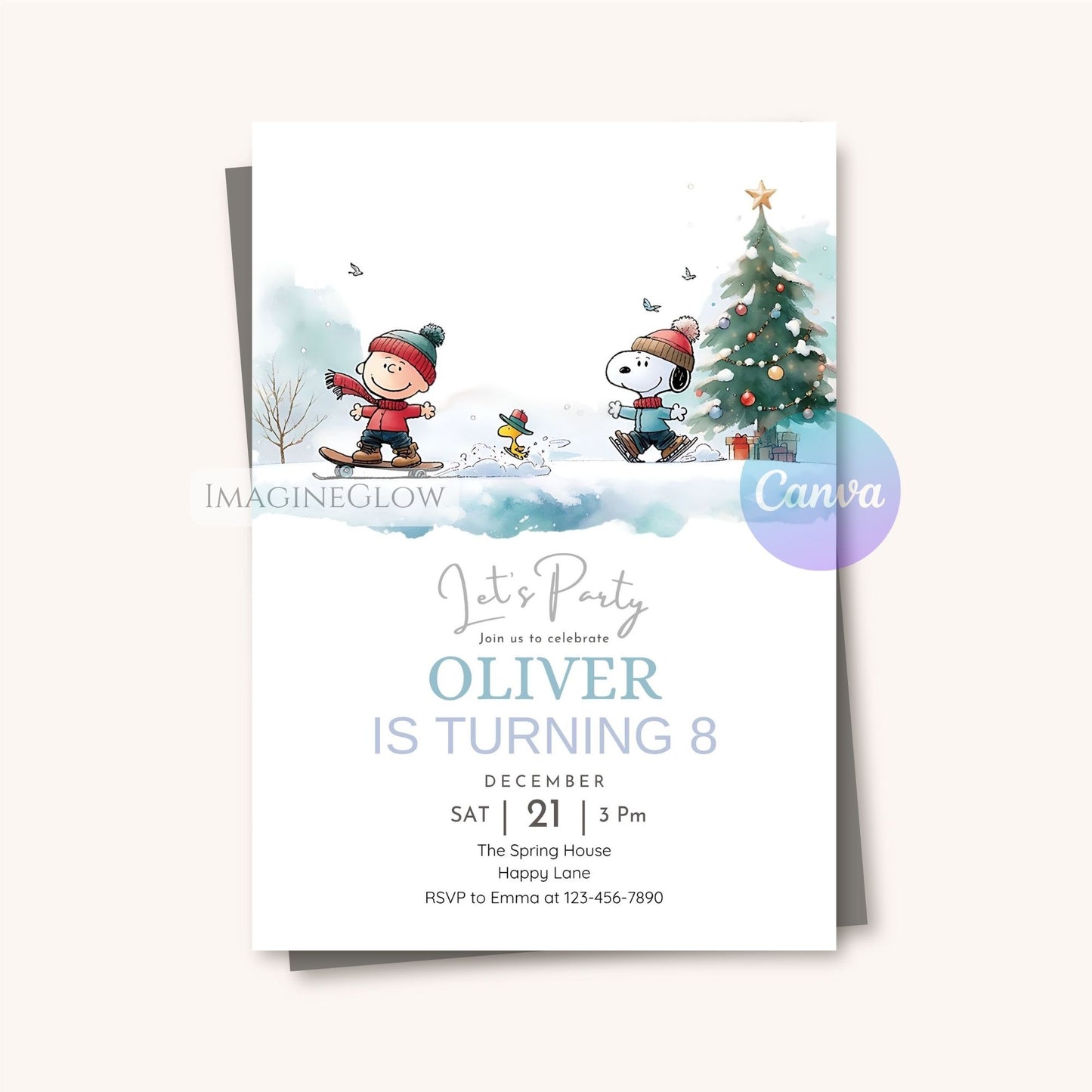snoopy christmas party invitation template