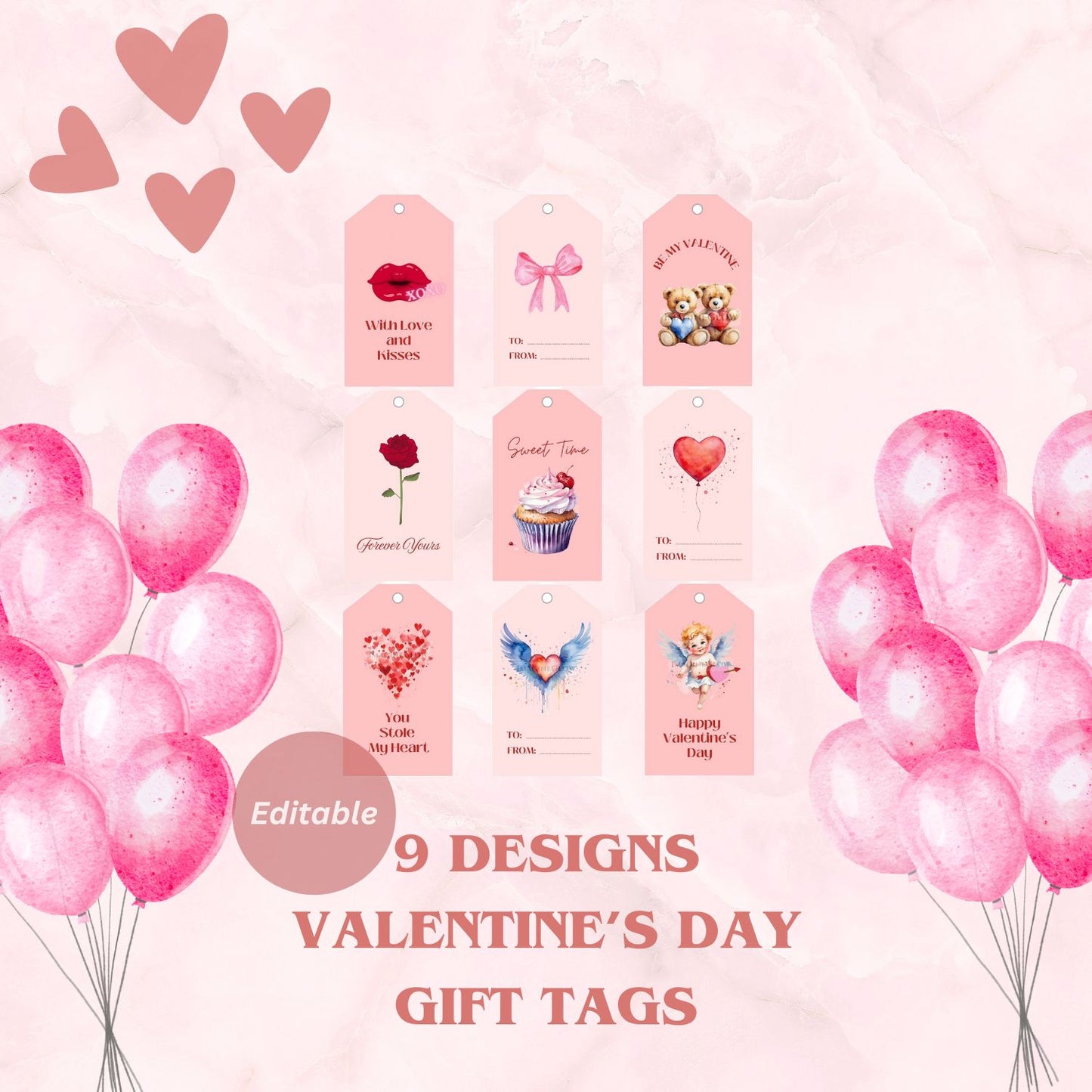 Printable Valentine's Day gift tags customizable for all ages