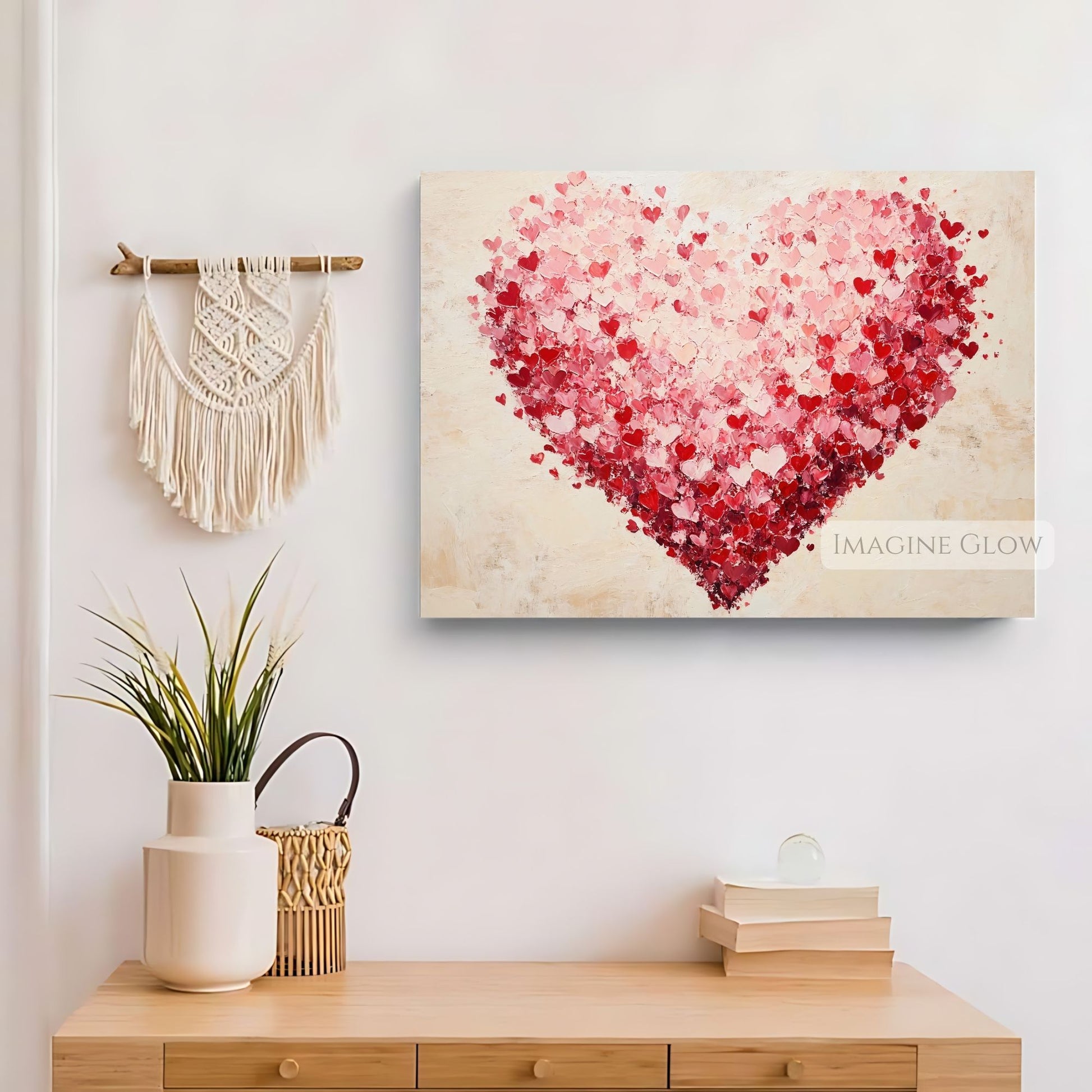 Digital Valentine’s Day heart wall art antique style
