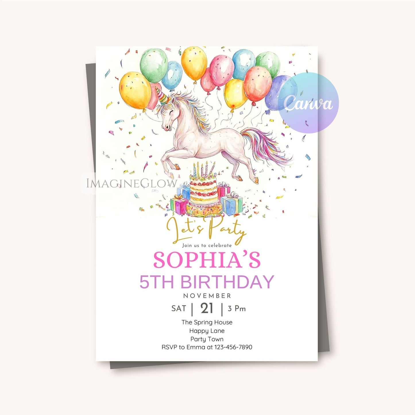 Country style white horse birthday party invite