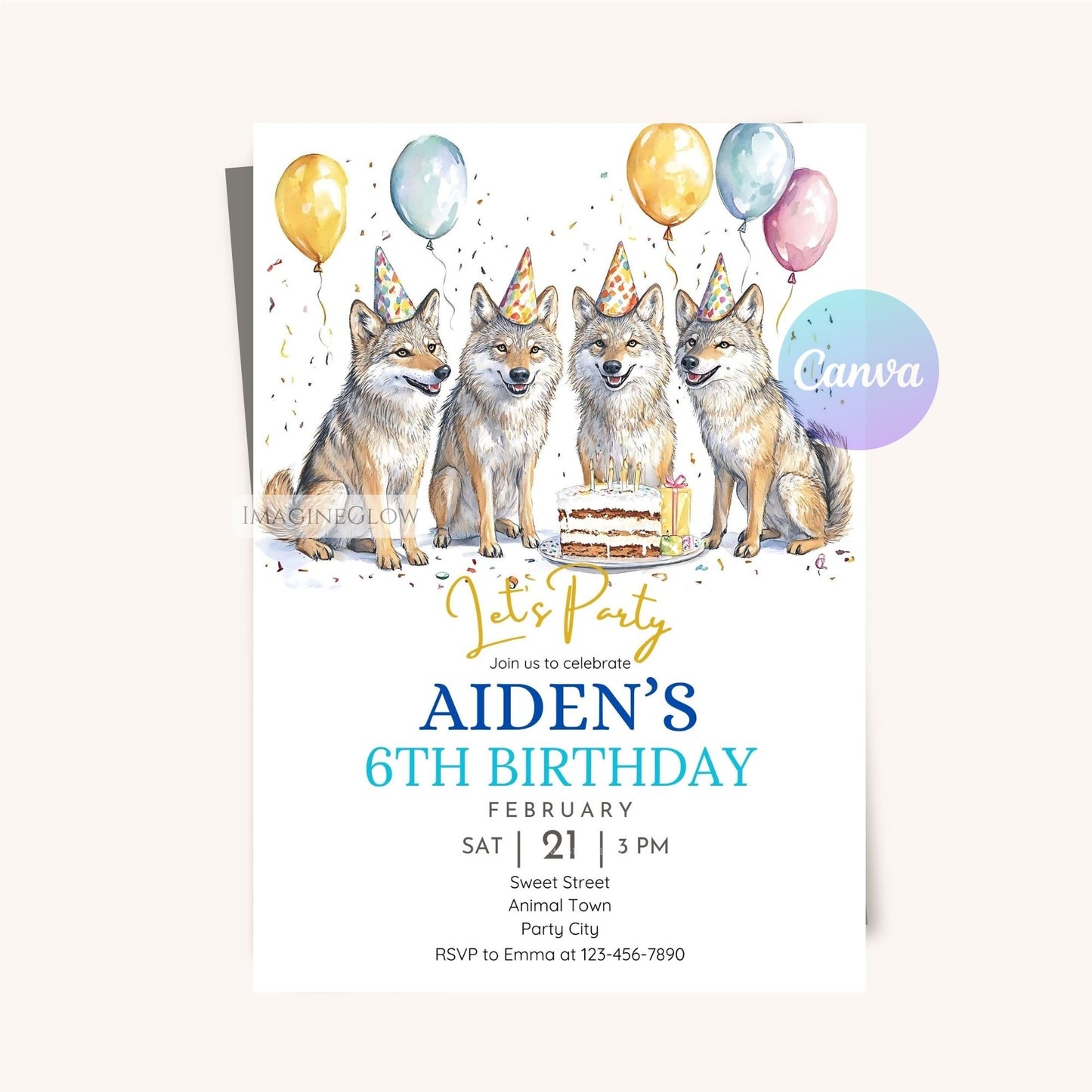 Digital wildlife birthday invitation
