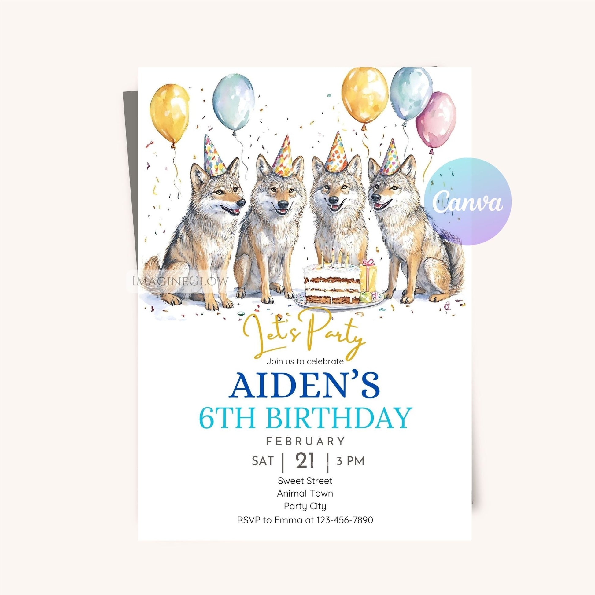 Digital wildlife birthday invitation