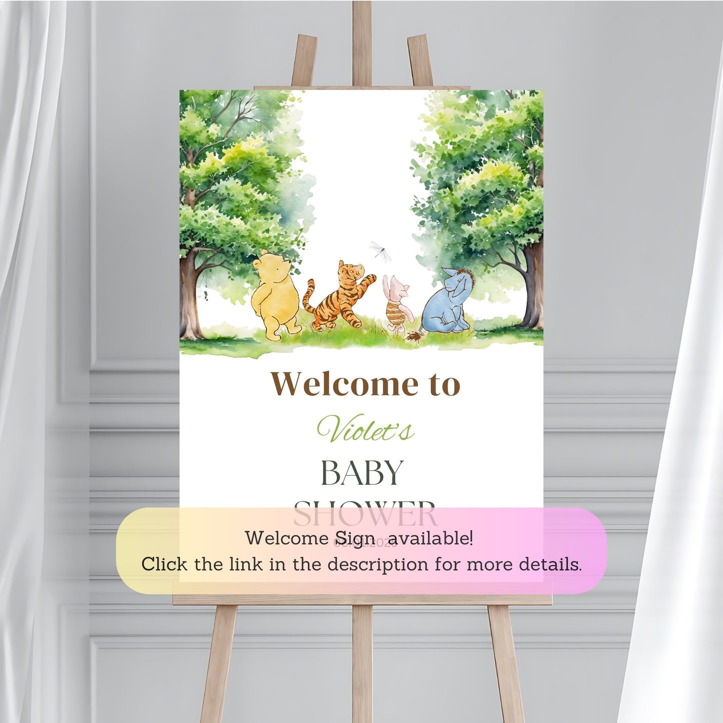 Winnie the pooh welcome sign forest theme