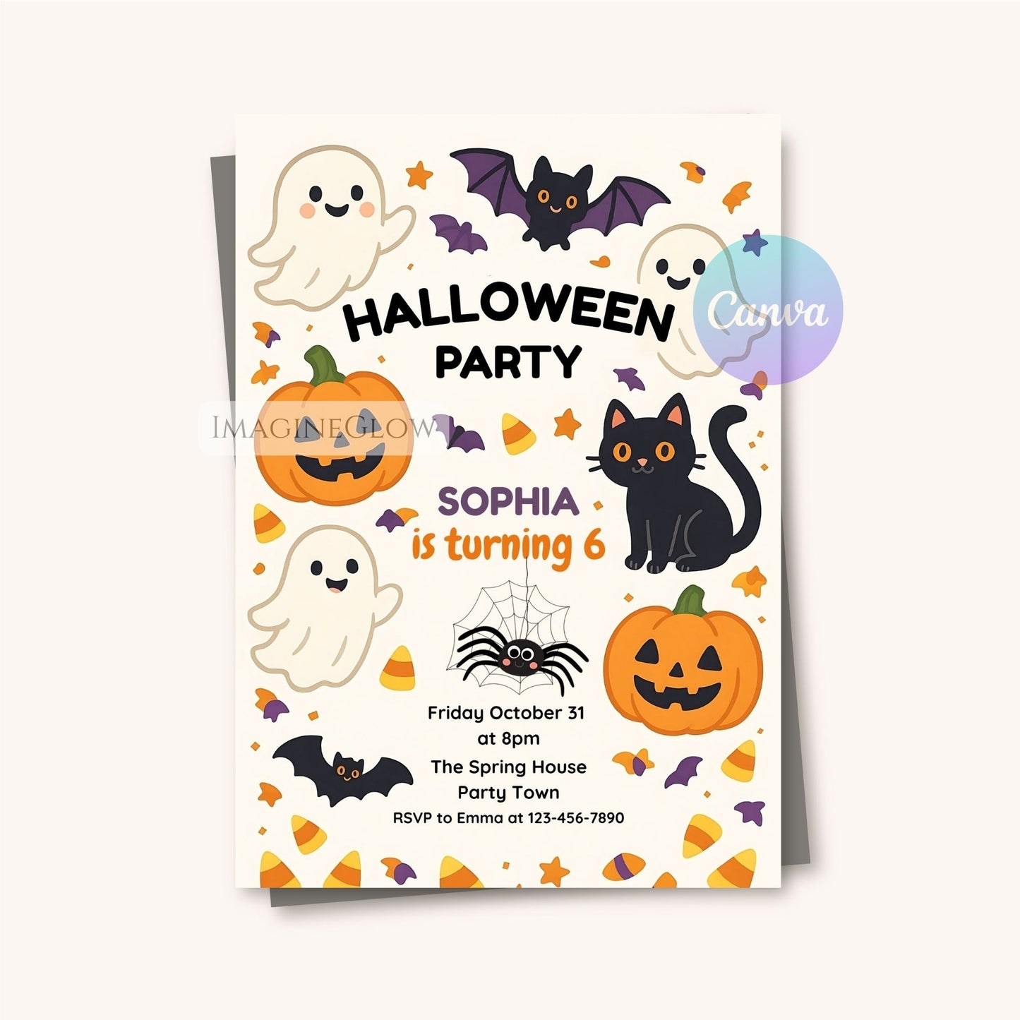 fun pastel halloween invitation