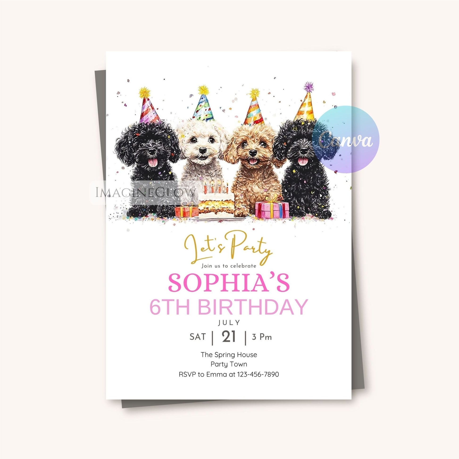 pink poodle party invite