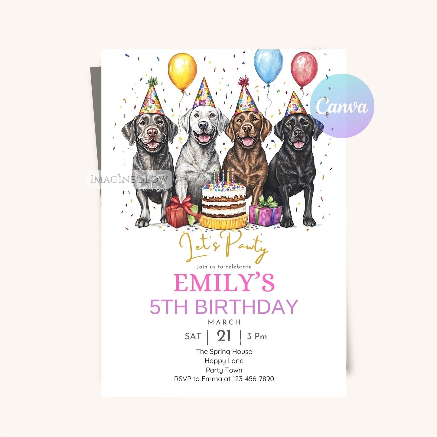Dog birthday invitation for Labrador owners