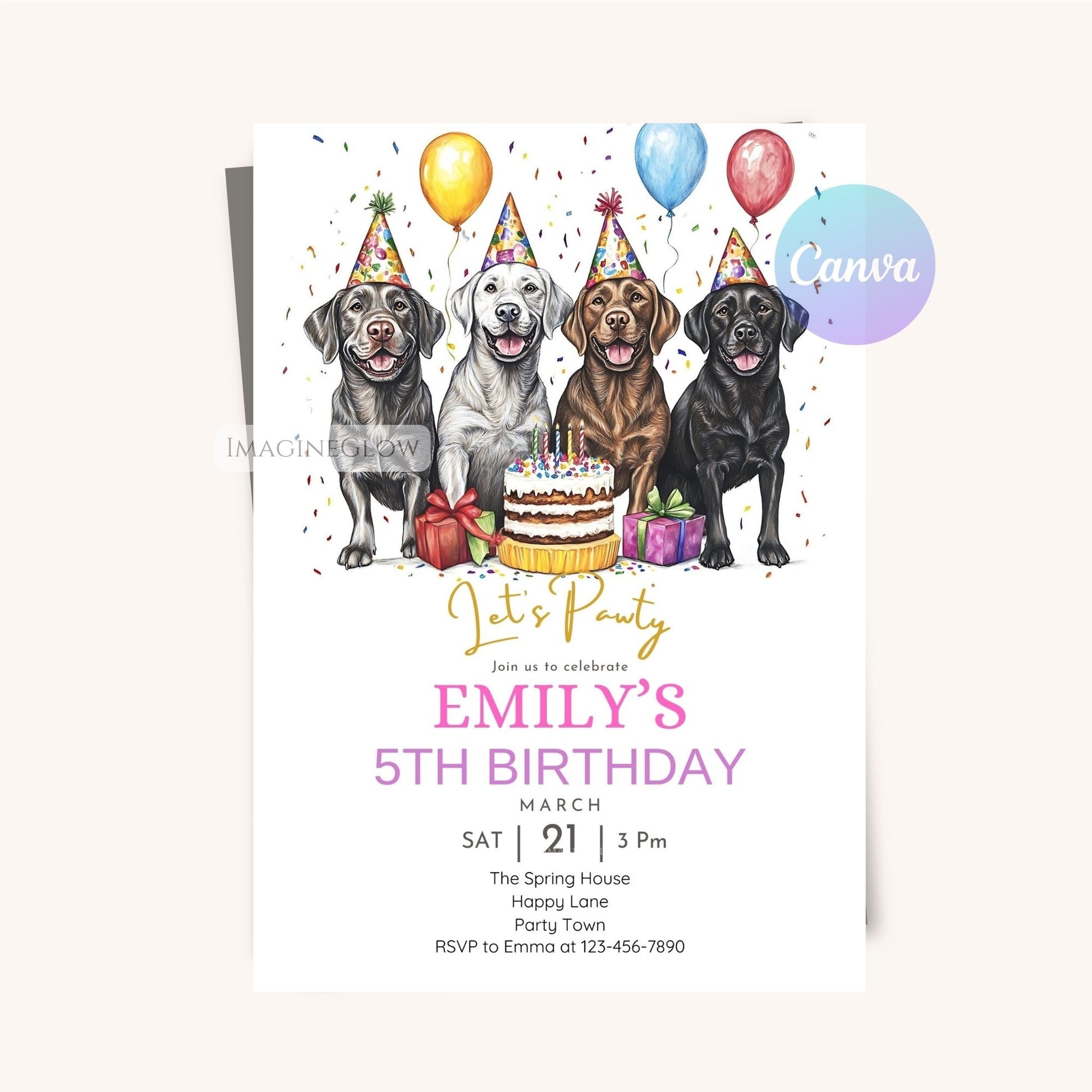 Dog birthday invitation for Labrador owners