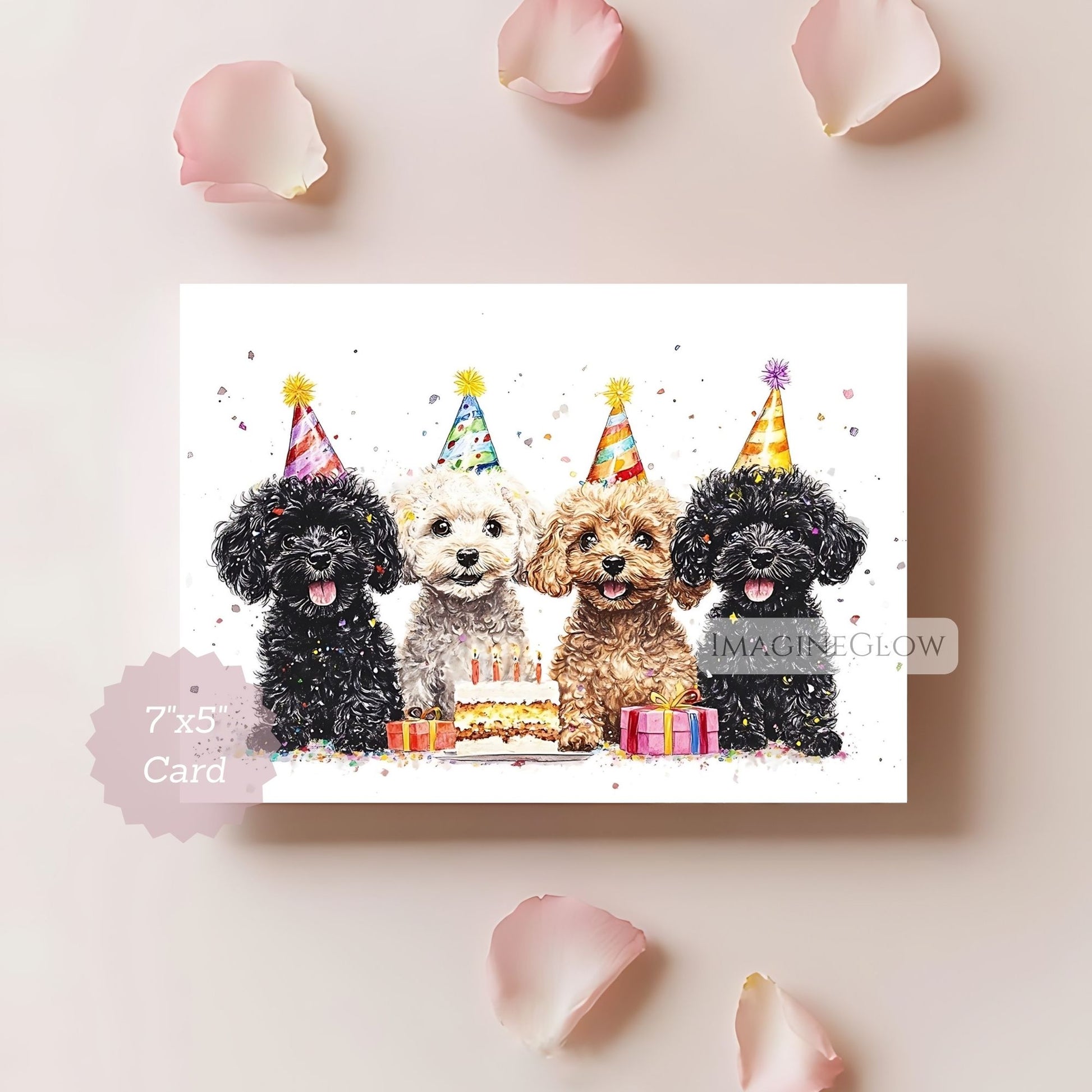Digital Toy Poodles birthday card for dog lovers