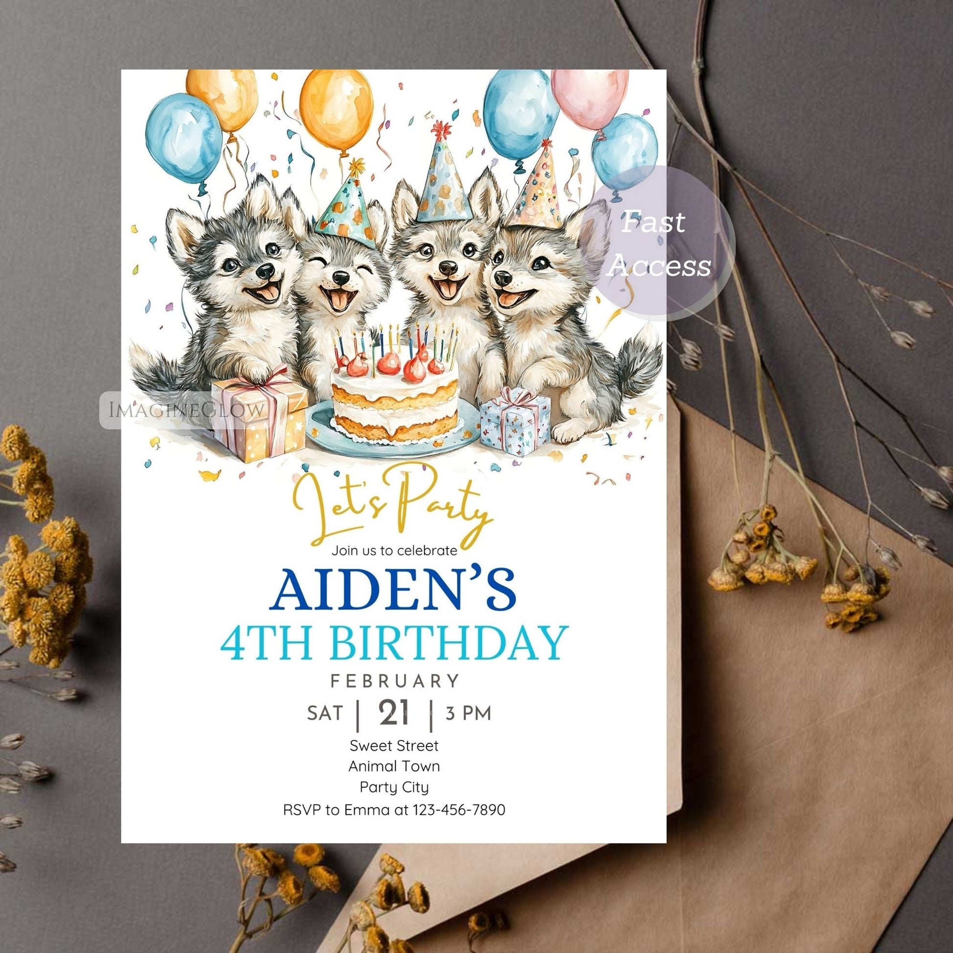 Wild animal birthday party invite