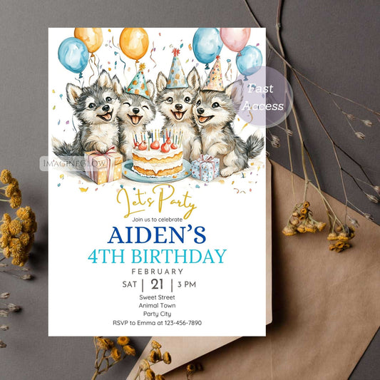 Wild animal birthday party invite