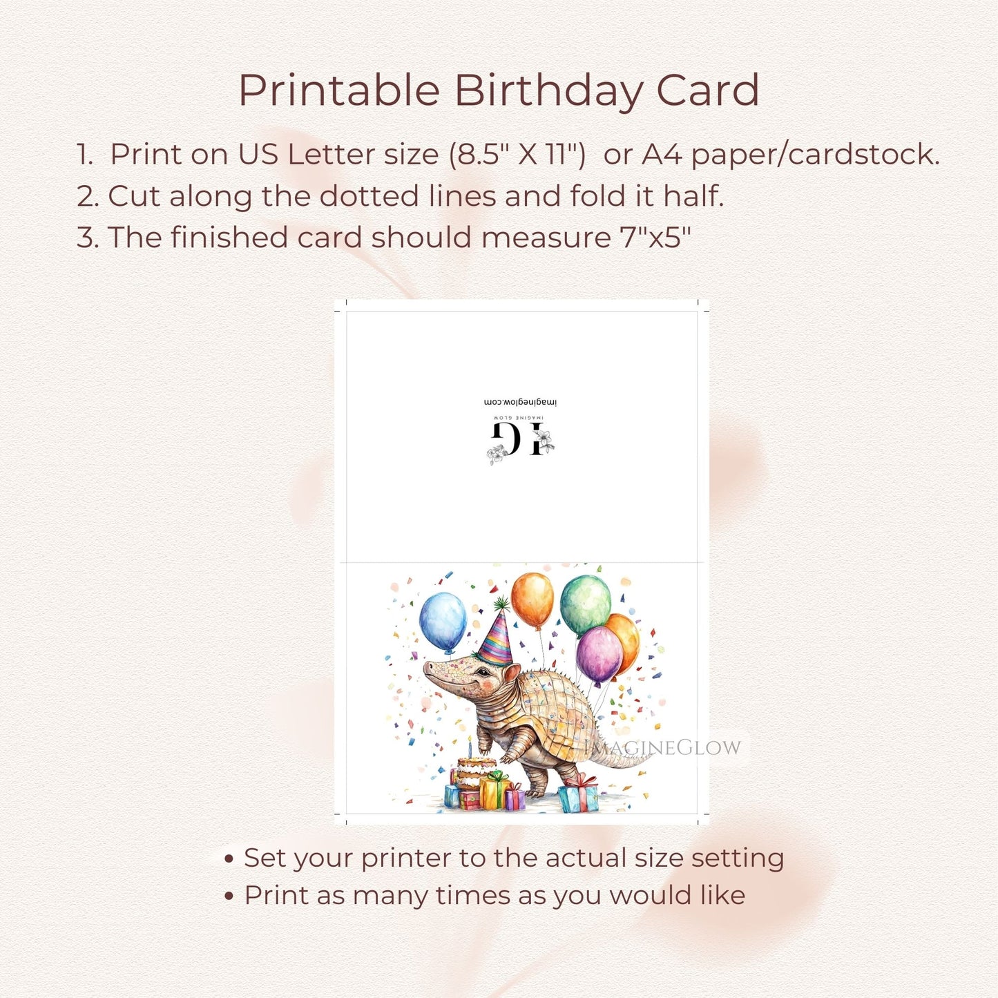 Armadillo illustration birthday card design
Printable wildlife birthday card with armadillo
Humorous armadillo birthday card for nature fans
Armadillo animal birthday card with fun design