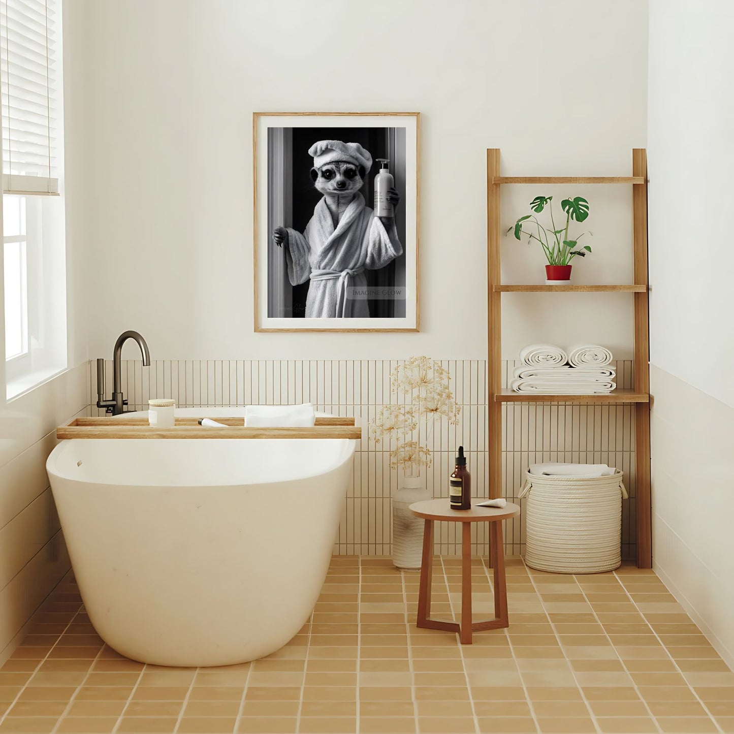 Fun meerkat bathroom wall art