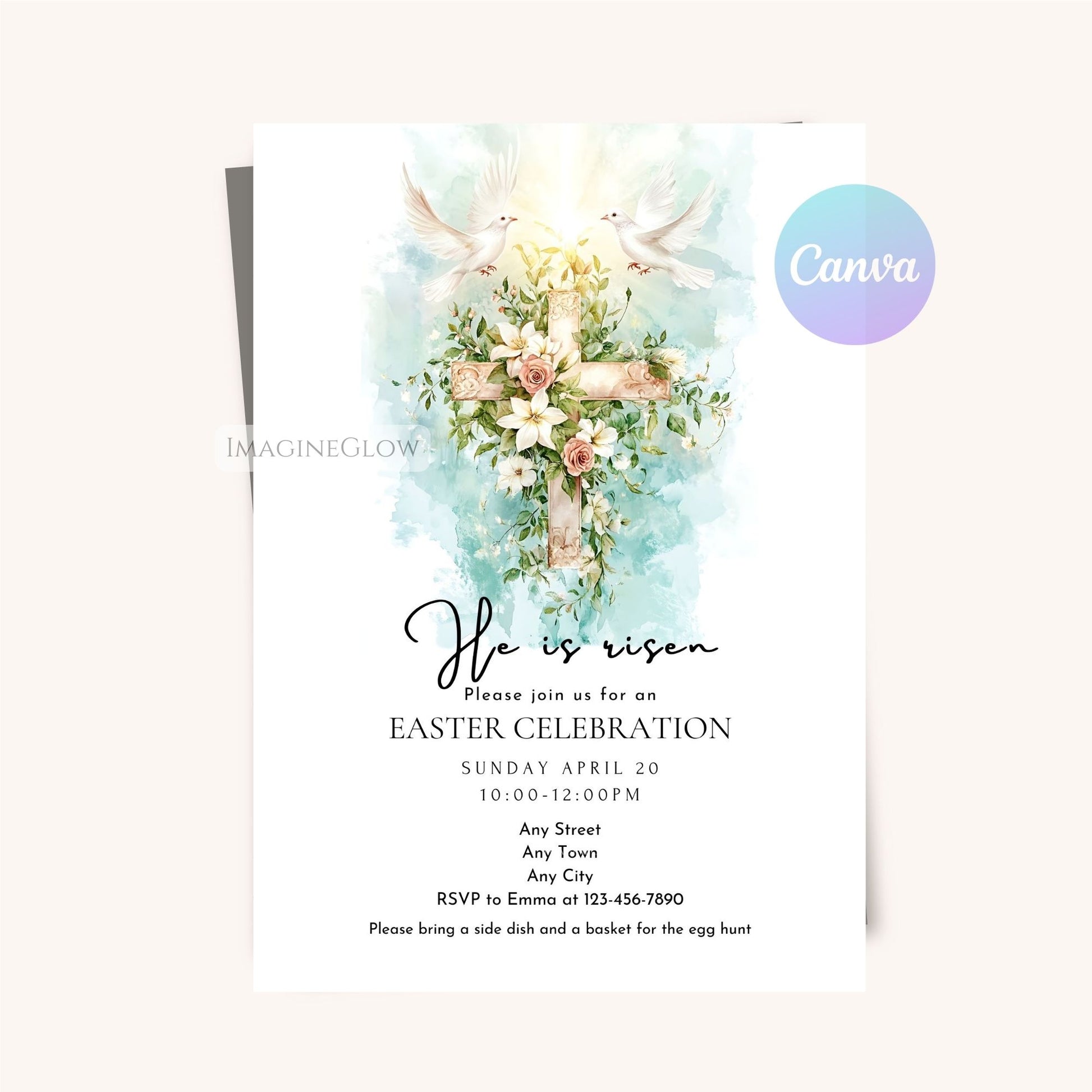Printable He Is Risen Invitation for Easter Celebrations
Digital Christian Easter Party Invite - He Is Risen