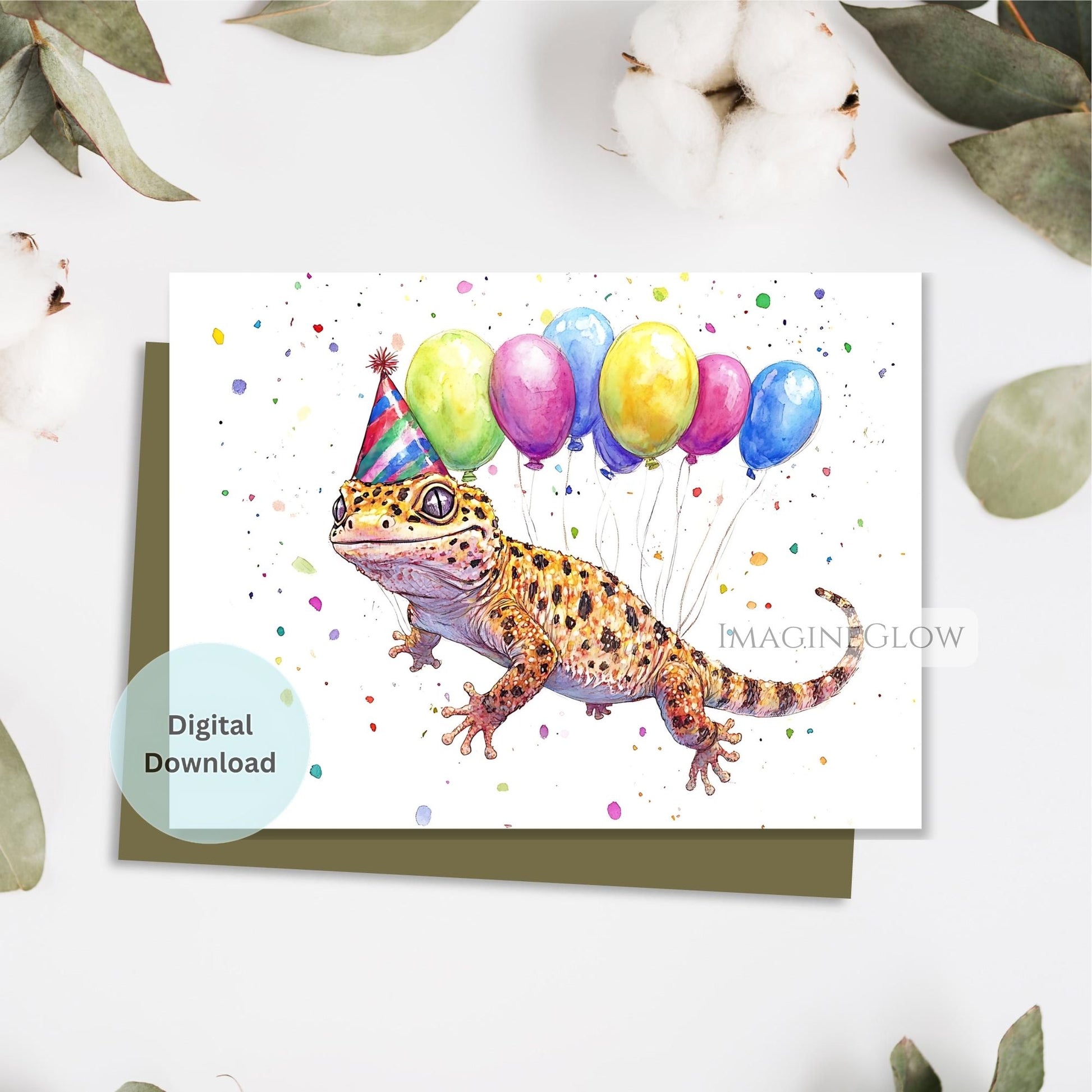 leopard gecko birthday card
reptile birthday card for kids
cute lizard greeting card