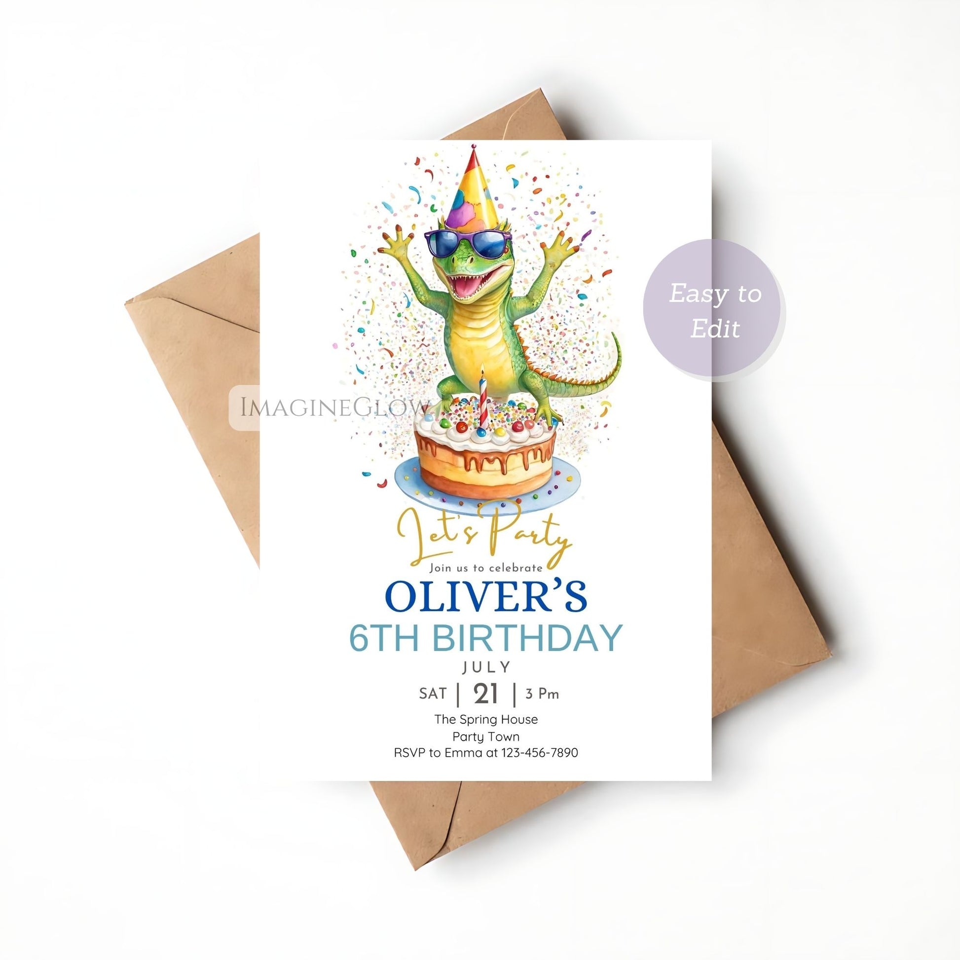unique lizard birthday party invite