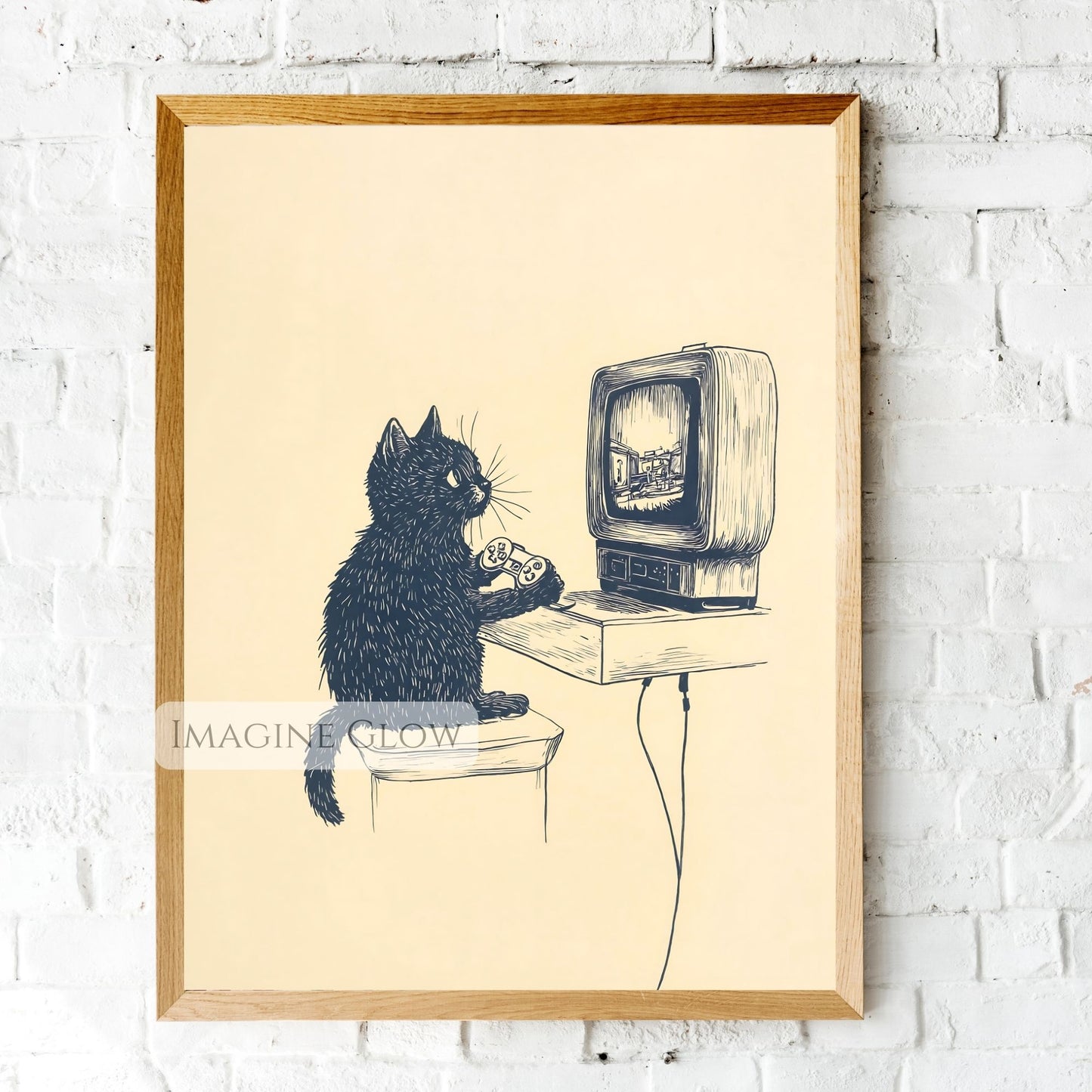 Nostalgic 90s black cat video game poster