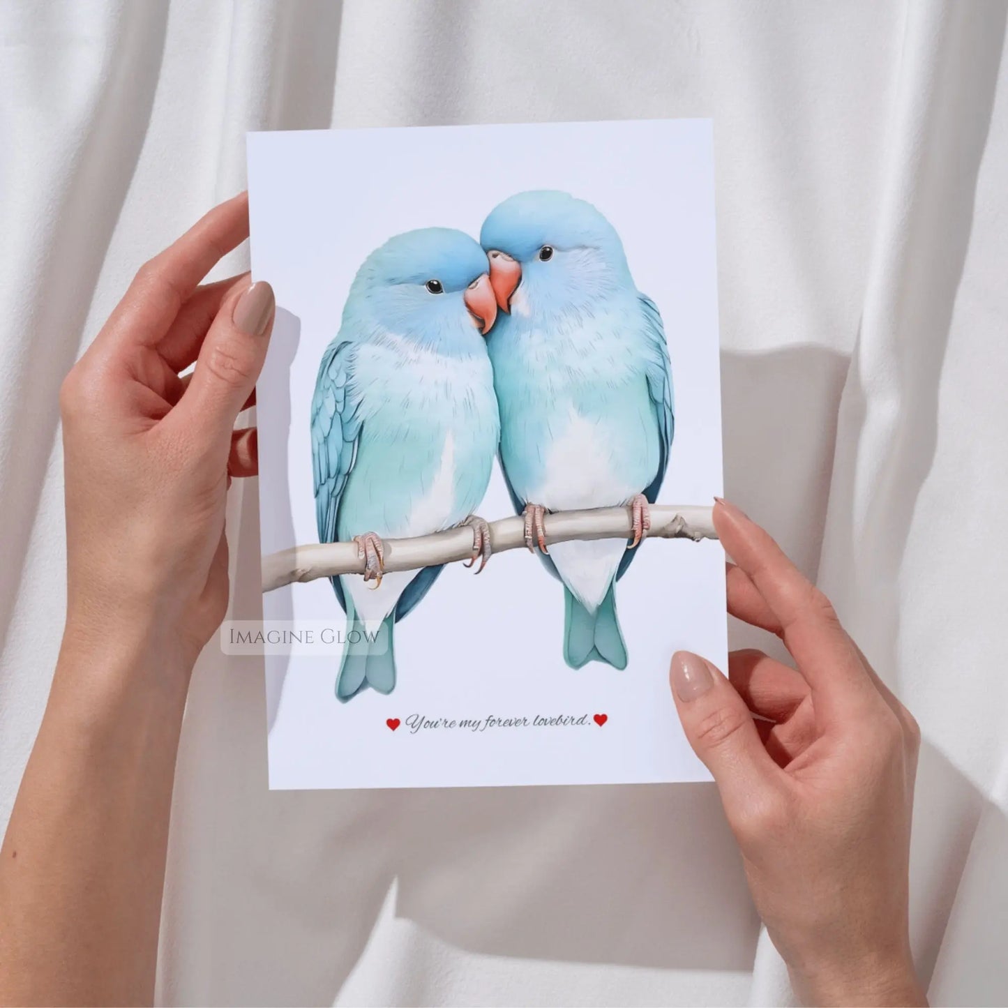 Romantic card with lovebirds illustration