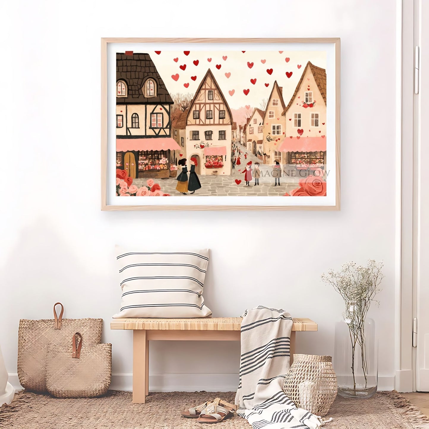 Love-inspired street scene art, perfect for Valentine’s Day