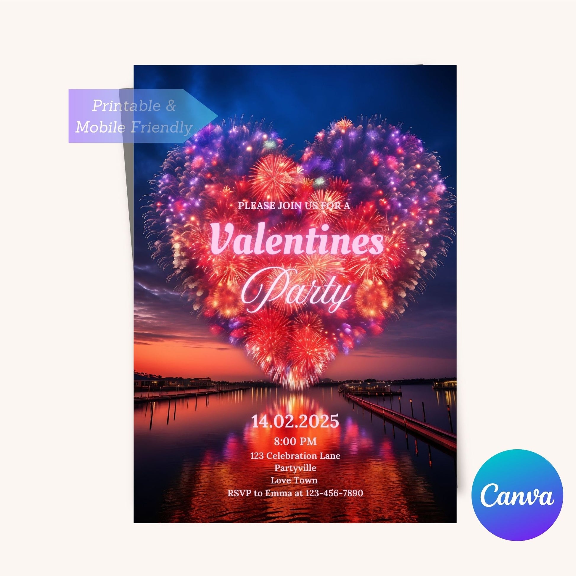 Printable Valentine’s dinner invitation with elegant style.