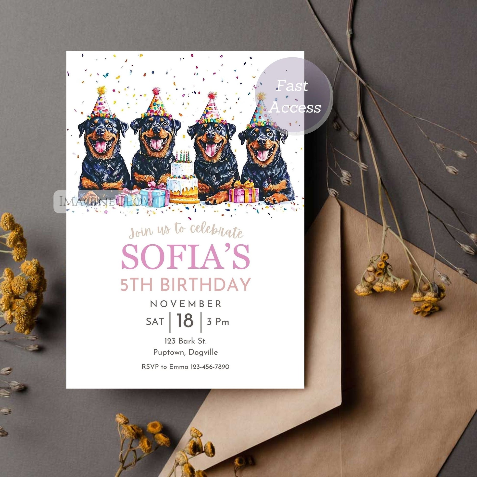 rottweiler dog editable birthday