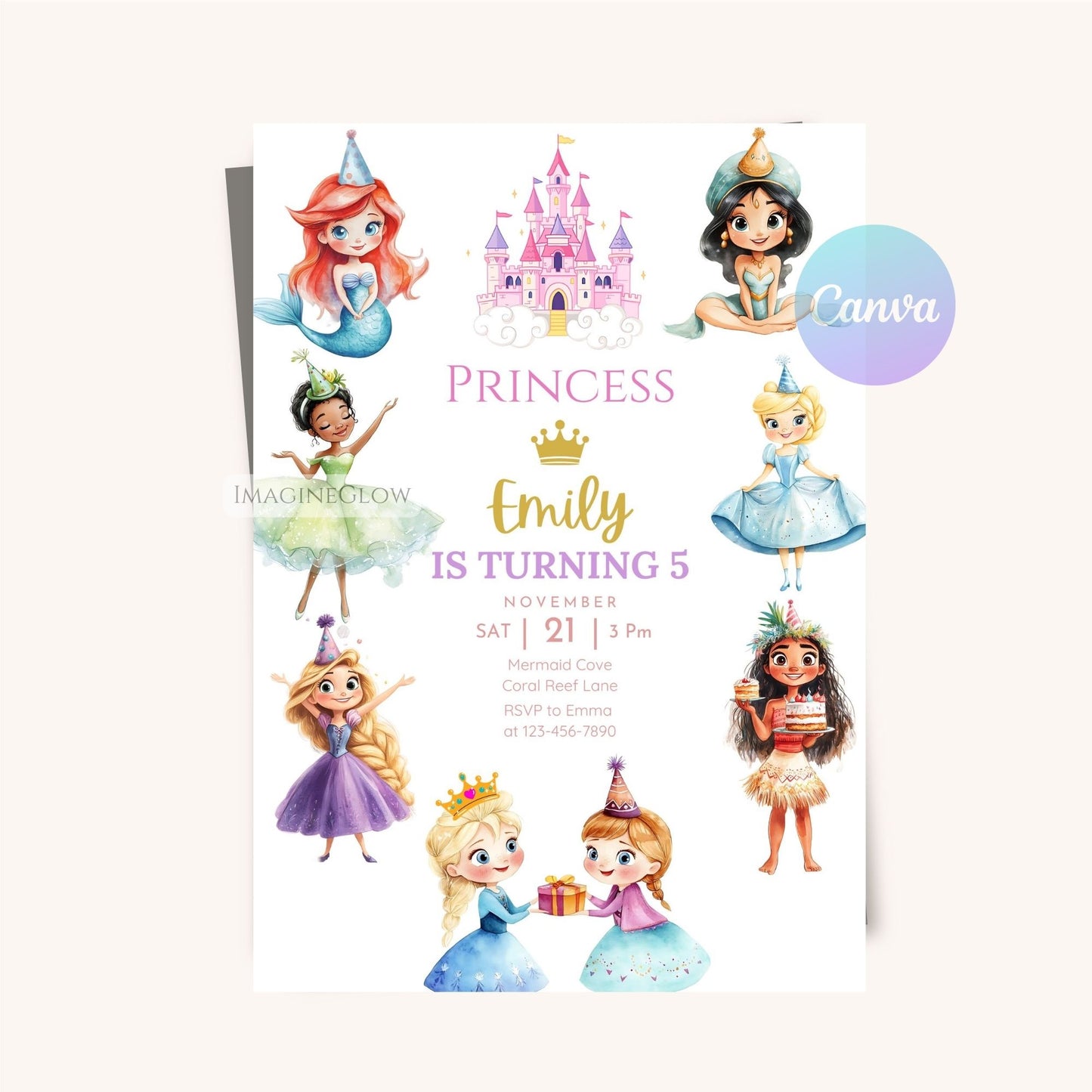 Princess birthday invitation template