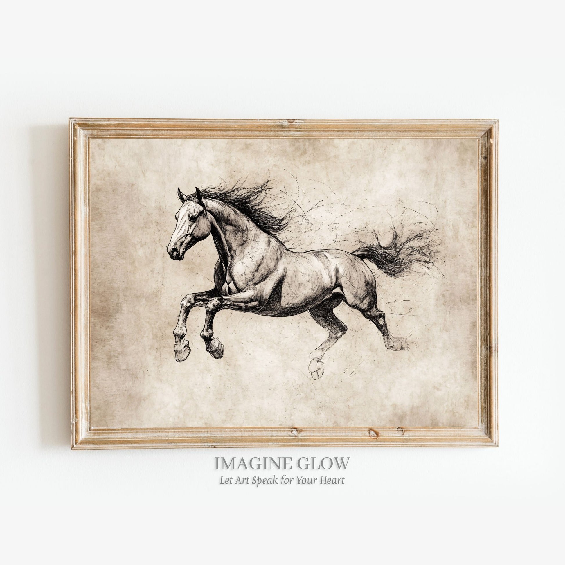 Antique galloping horse illustration for equestrian lovers.