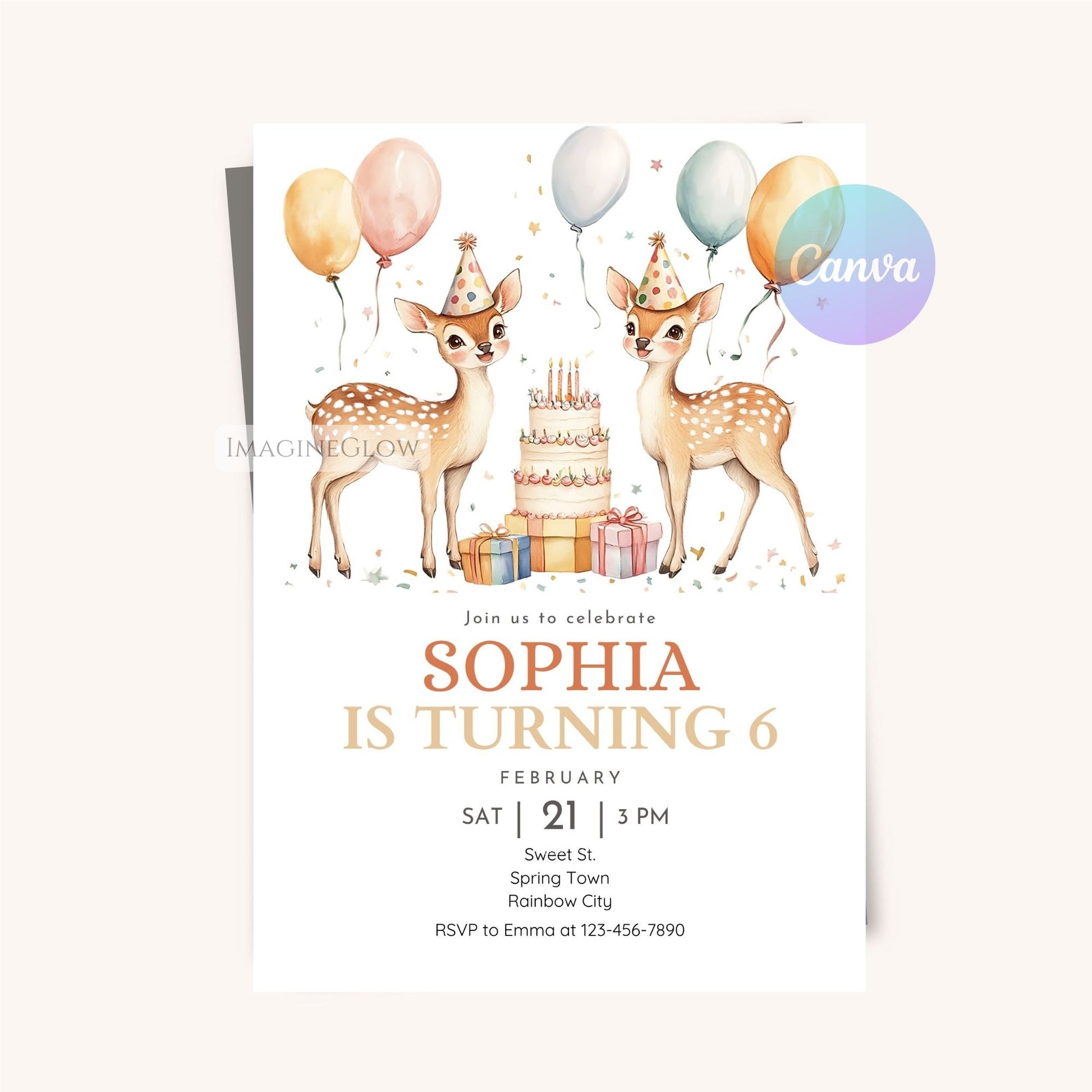 Deer birthday invite for nature lovers