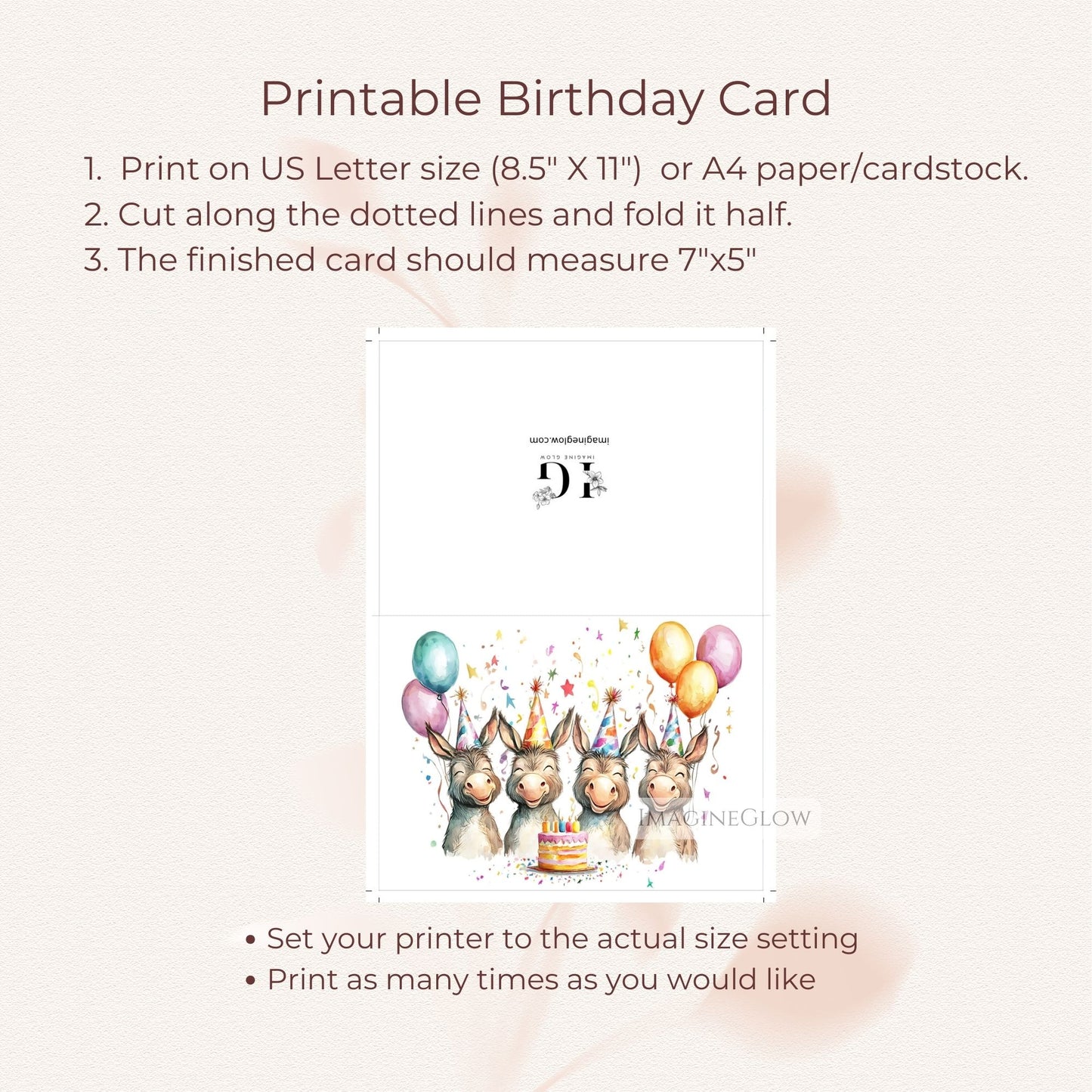 donkey party printable card
farm birthday animal card