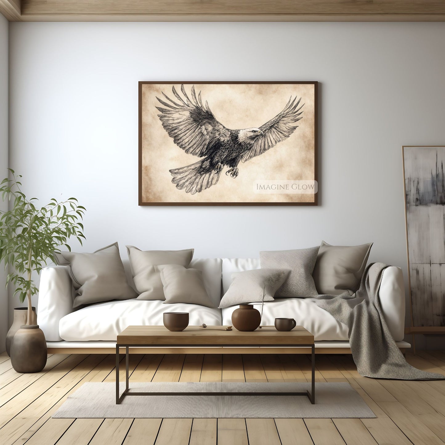Rustic eagle sketch art print for nature lovers and wildlife enthusiasts.