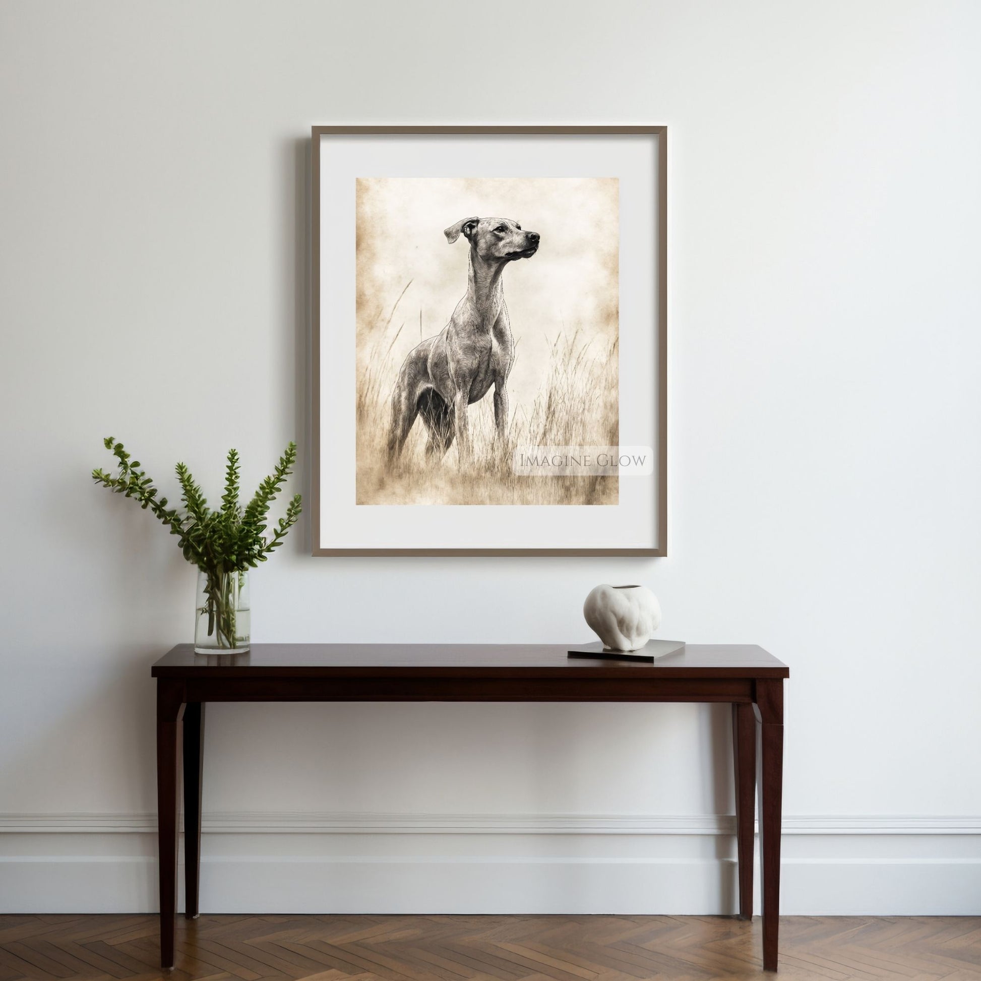 Hand-drawn hunting dog sketch in vintage style.