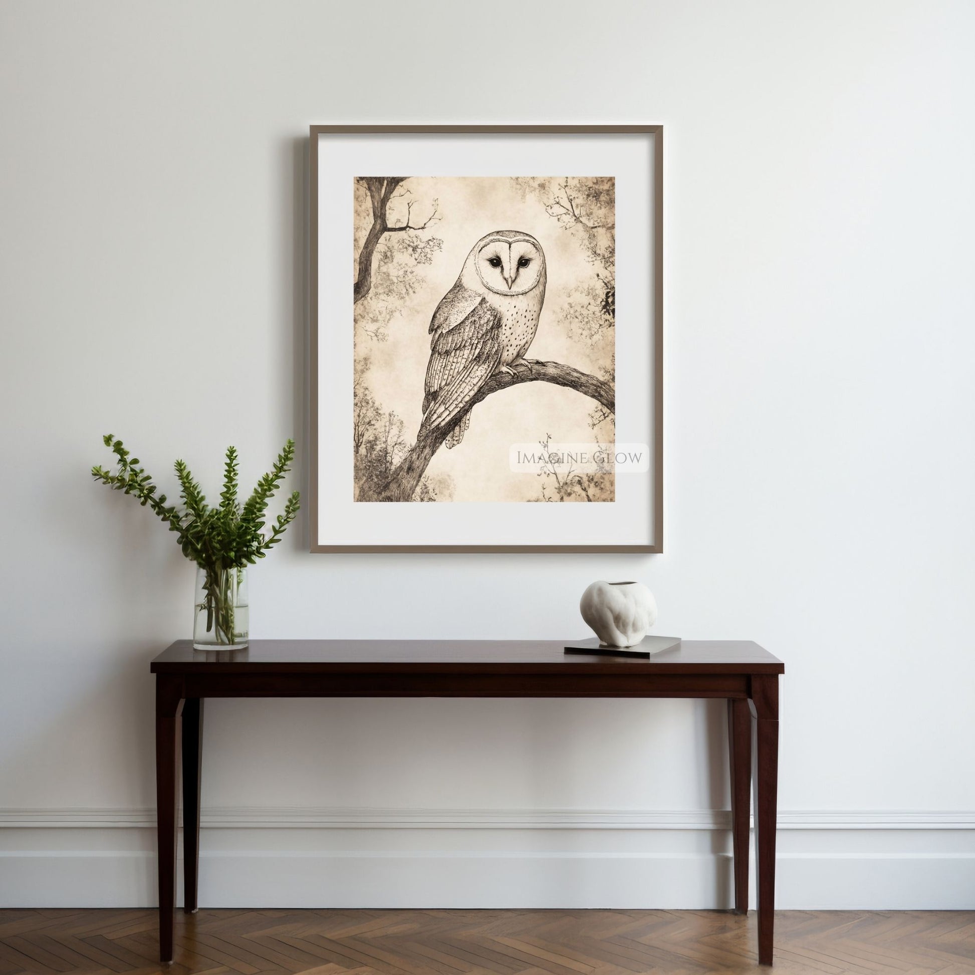 Owl sketch for nature lovers and vintage art fans.