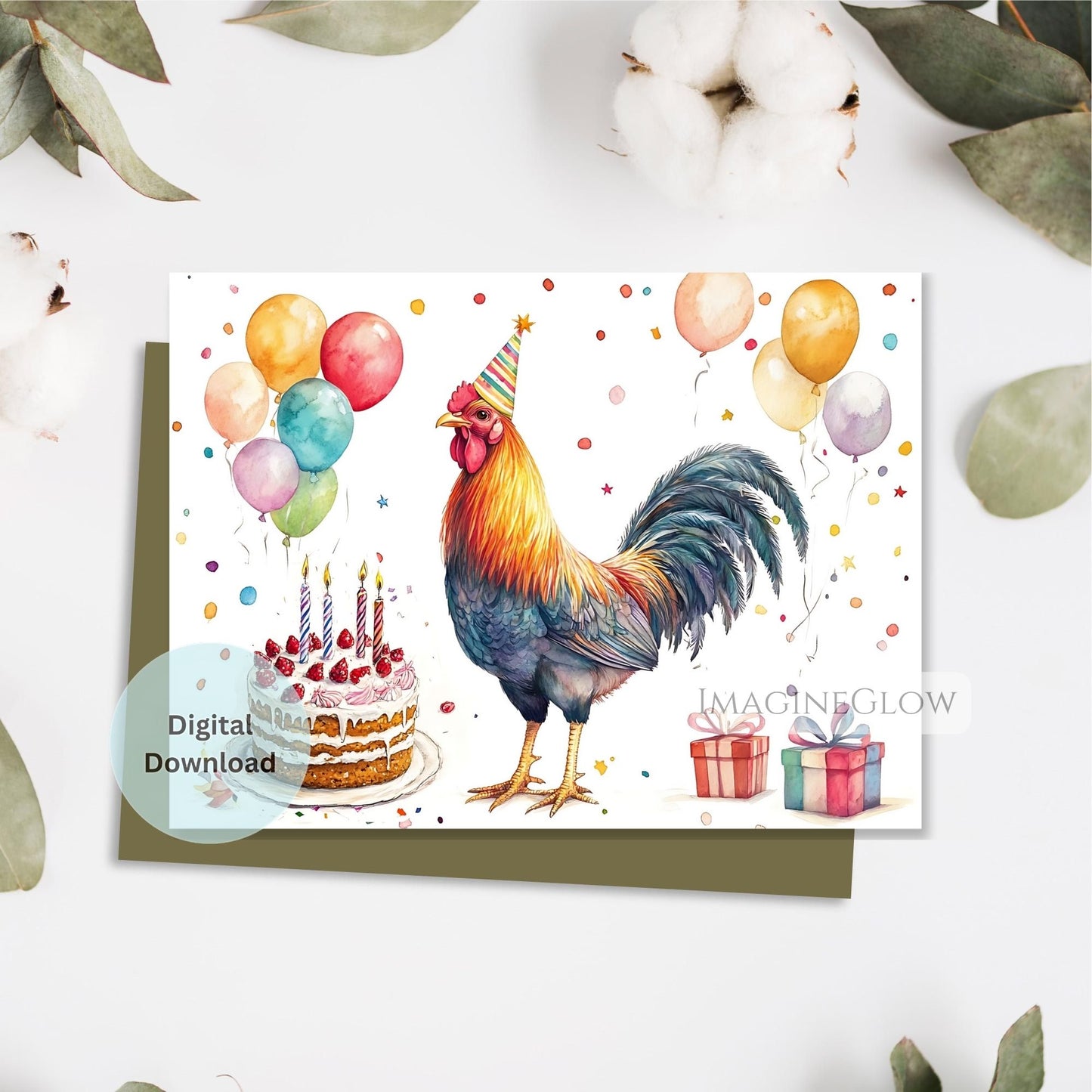 country style rooster card
printable rooster birthday card
digital rooster greeting card