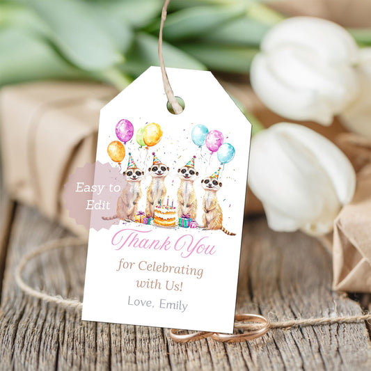meerkat thank you tags printable
wild animal party favor tag meerkat