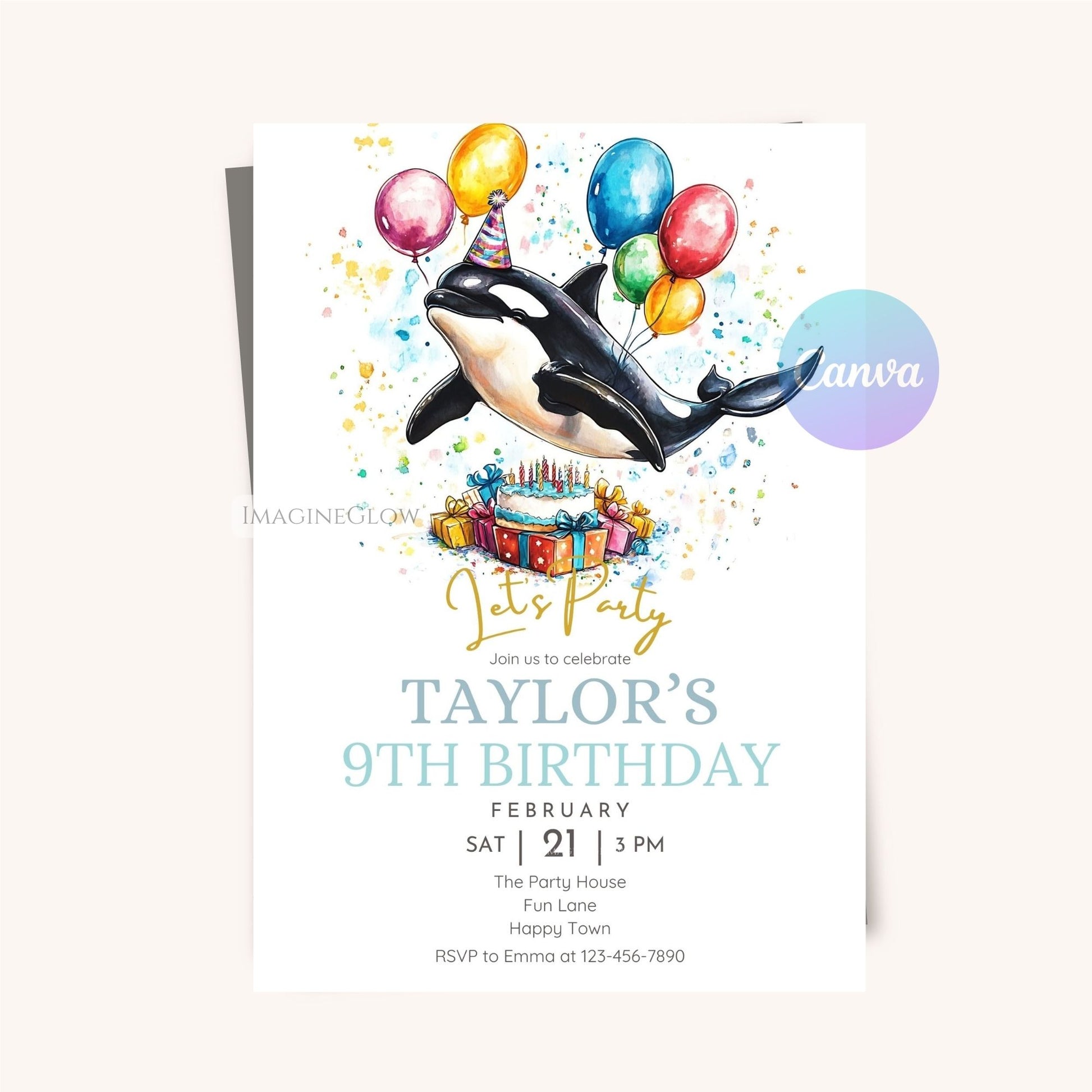 Ocean animal birthday invitation
Sea creature-themed birthday invite