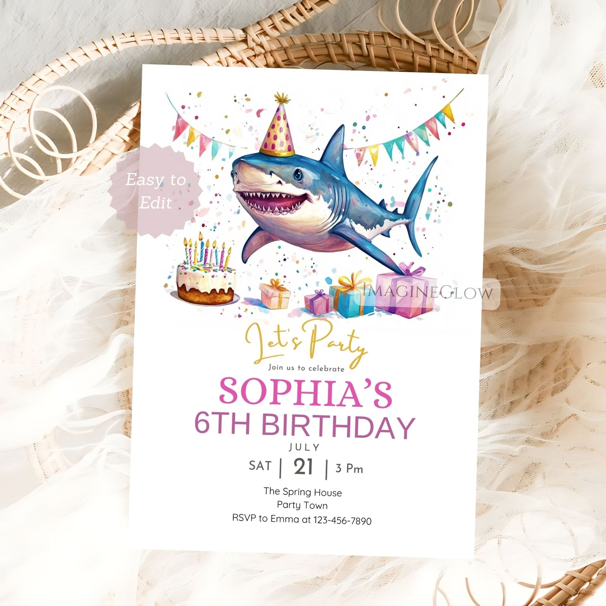 digital ocean-themed birthday invite
