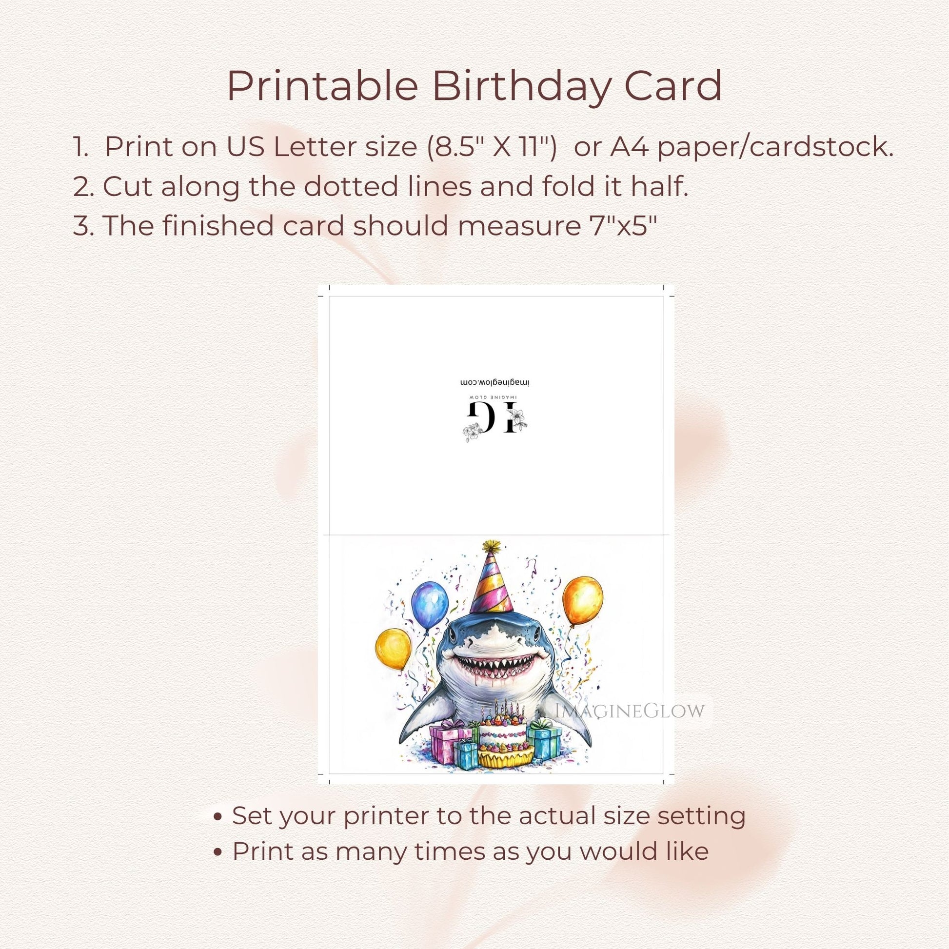 Shark birthday card for adults
Underwater animal greeting card
Cool shark birthday design