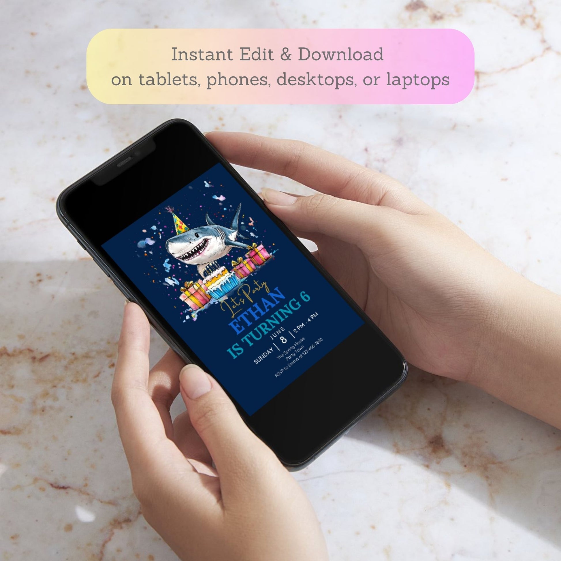 under the sea shark invitation