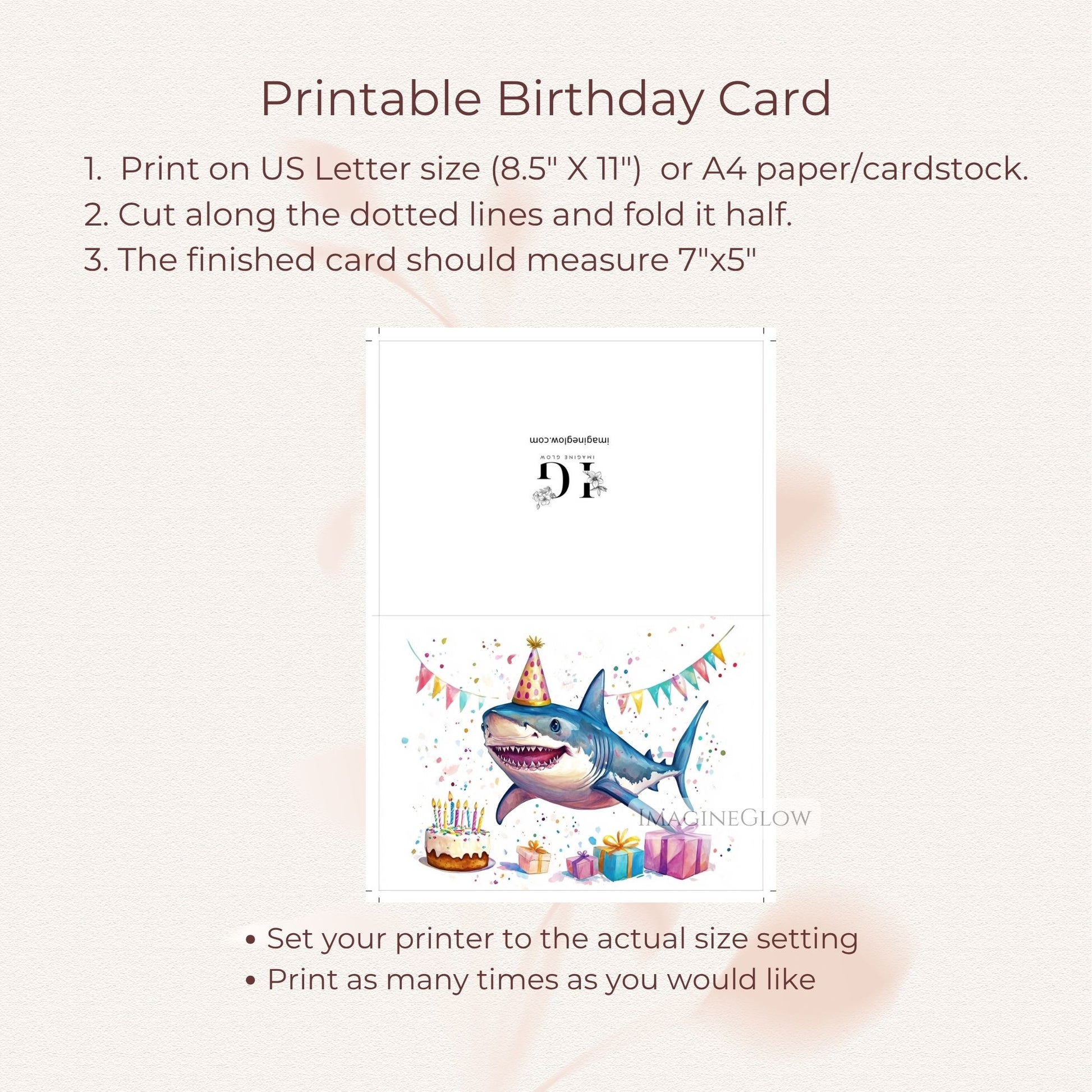 Underwater birthday card
Shark-themed birthday card
Cute shark birthday design