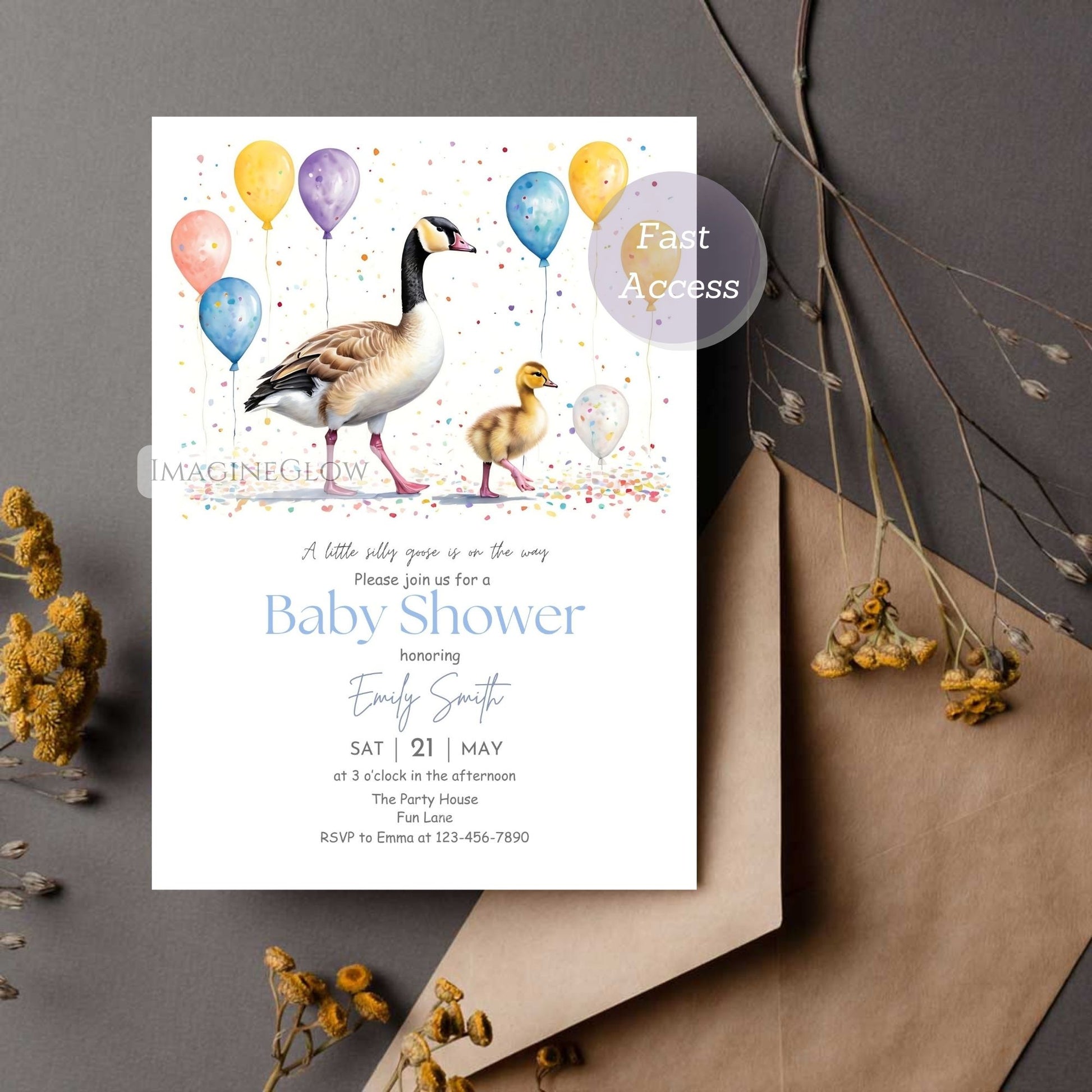 goose baby shower template digital