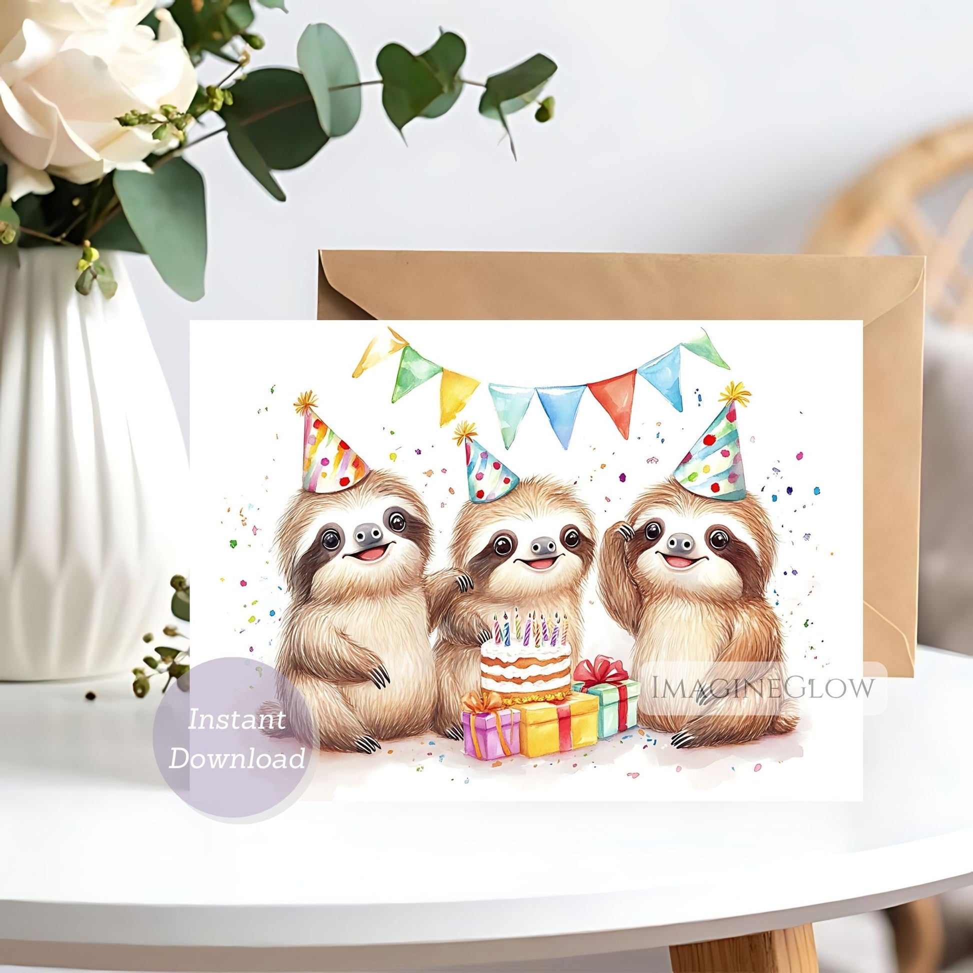 sloth birthday card
cute sloth greeting
printable sloth card