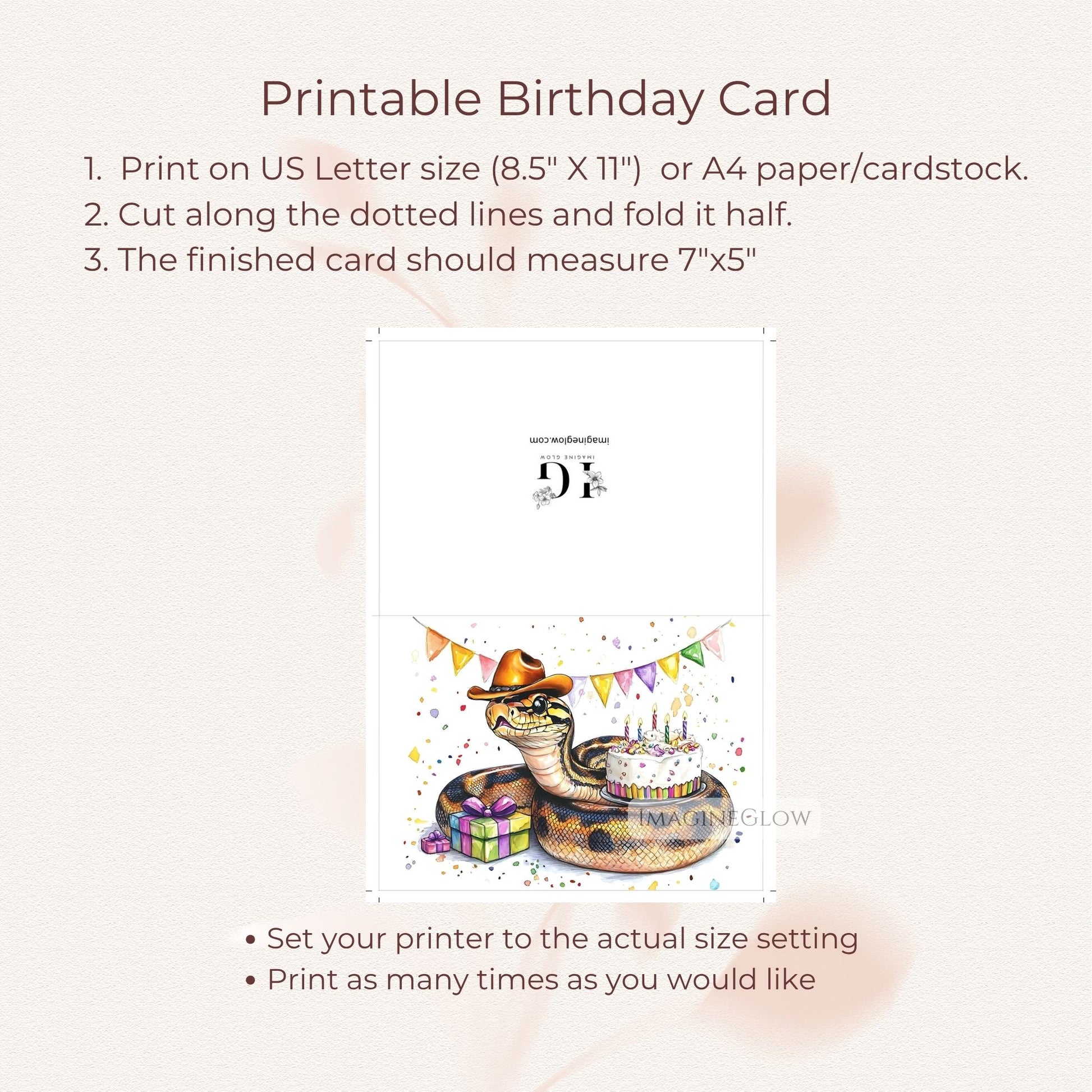 blank inside birthday card
exotic pet birthday card
wildlife themed birthday card
unique snake birthday card