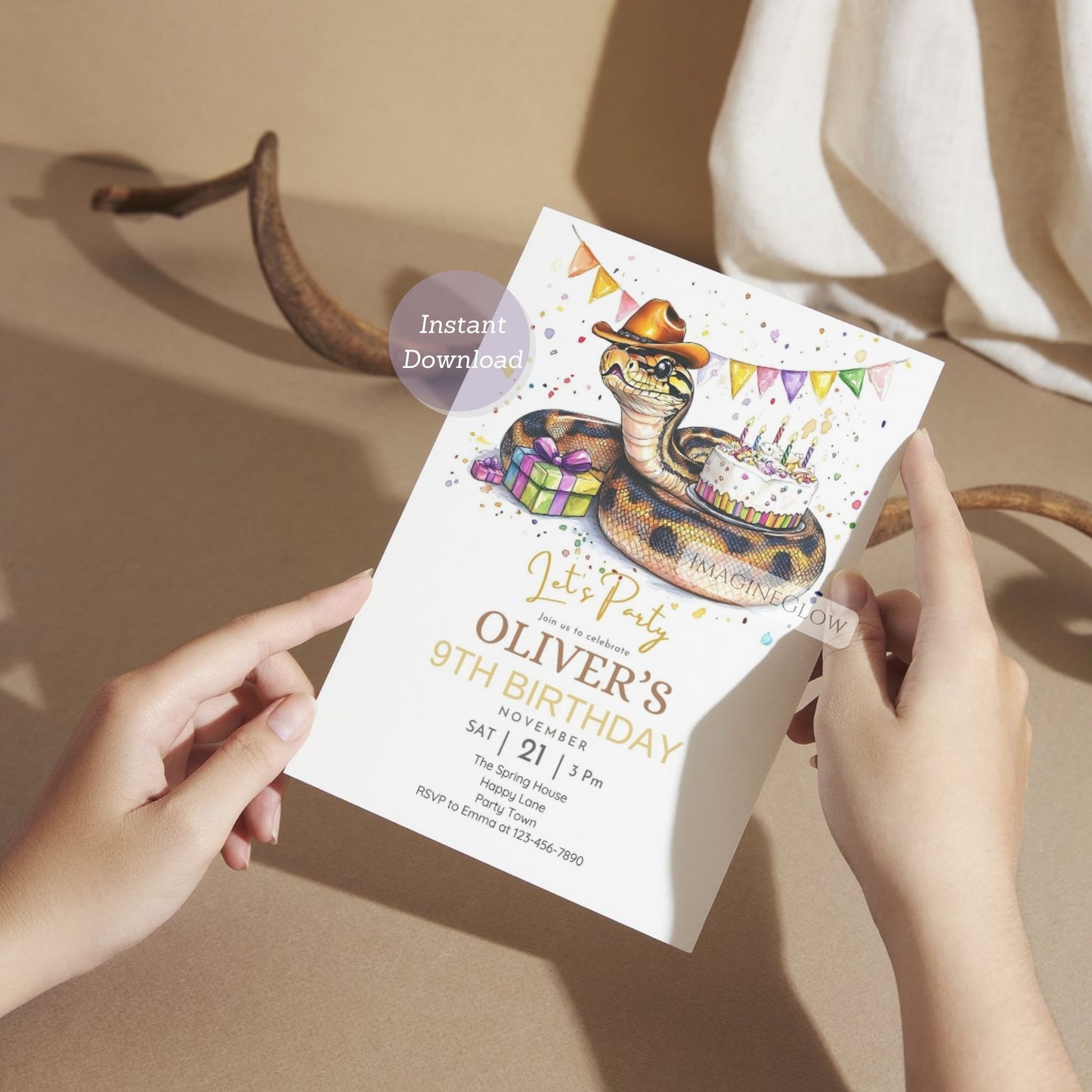 snake birthday card template