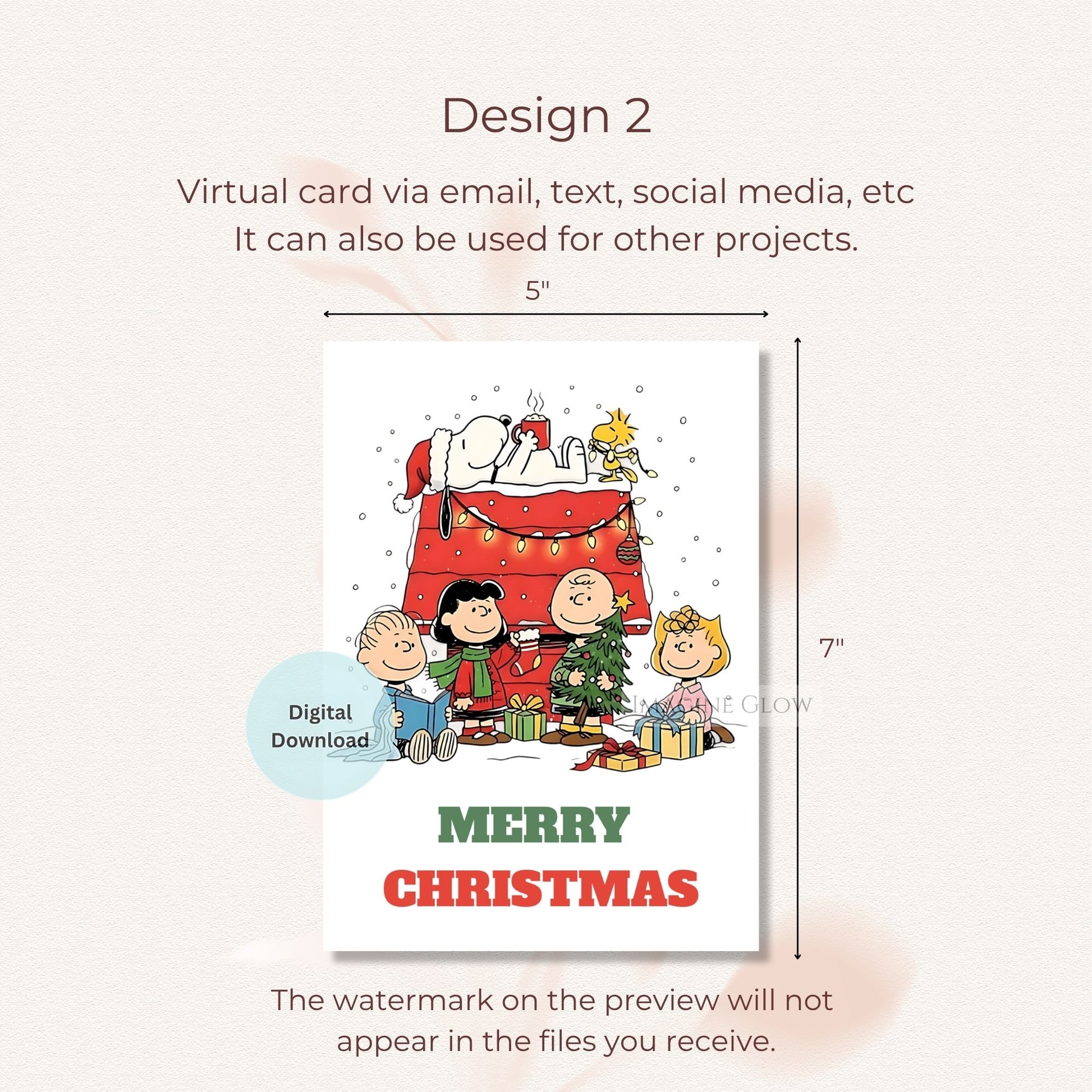 snoopy christmas card digital download