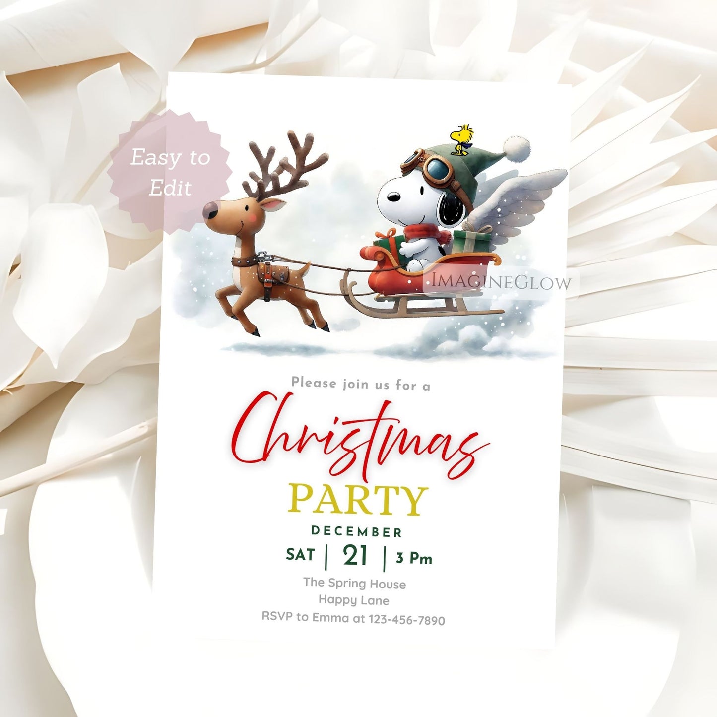 cute snoopy holiday invitation printable