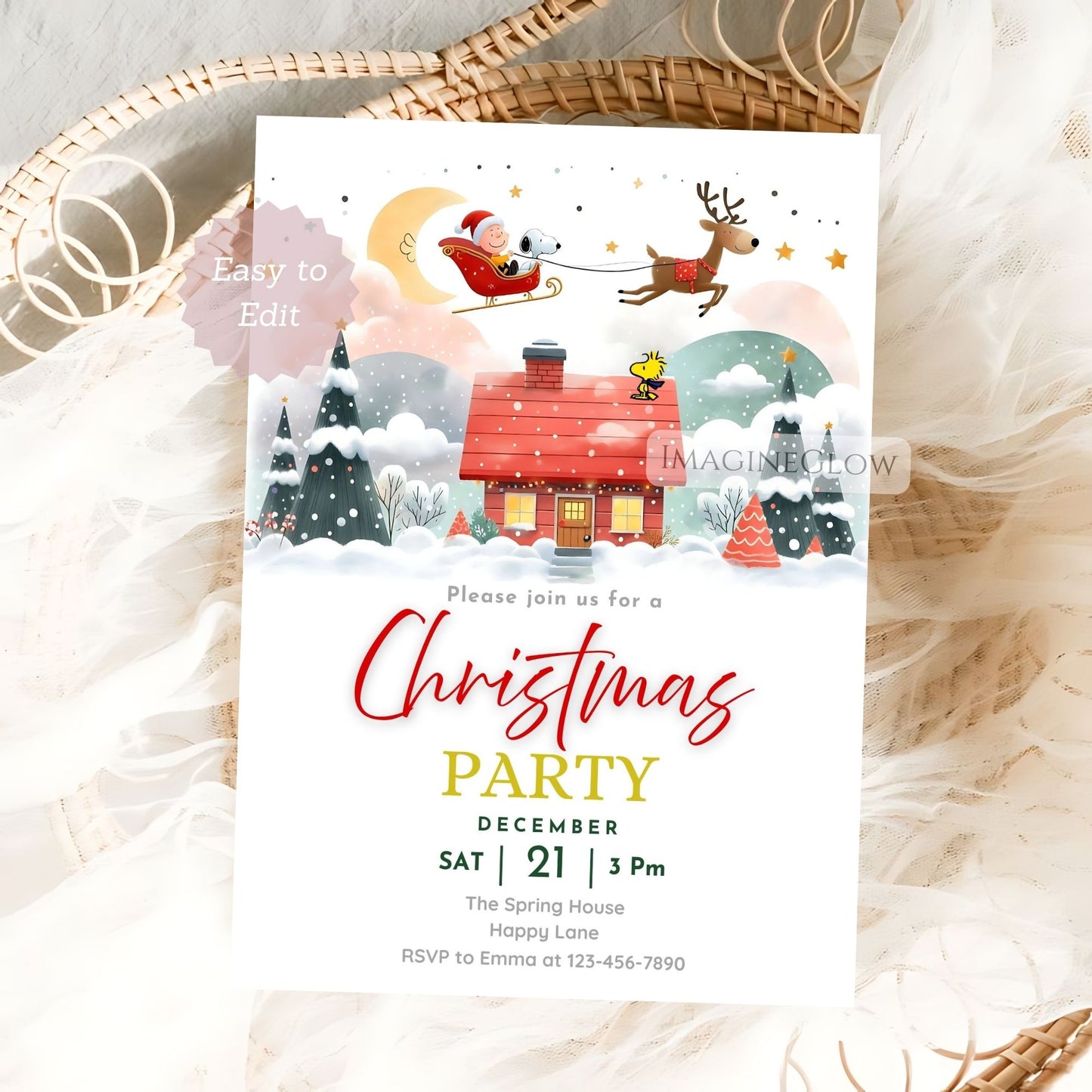 cute snoopy peanuts holiday invite